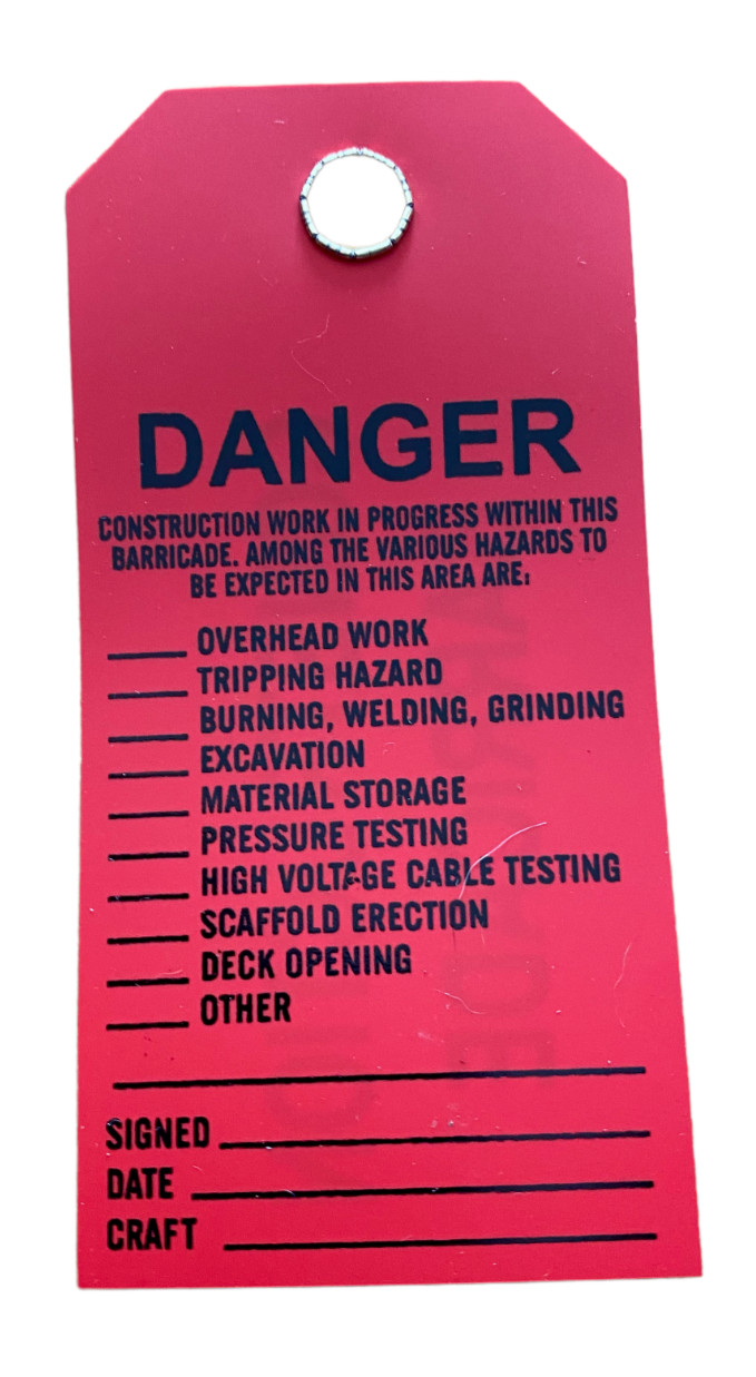 Construction Barricade Warning Sign Hang Tags DANGER (Red) 3&Prime; x 6&Prime; – Pack of 25