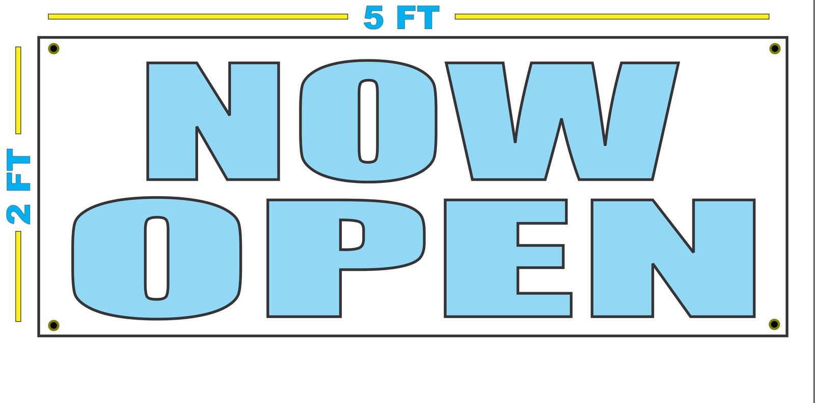 NOW OPEN in LITE PASTEL BLUE Banner Sign NEW Size