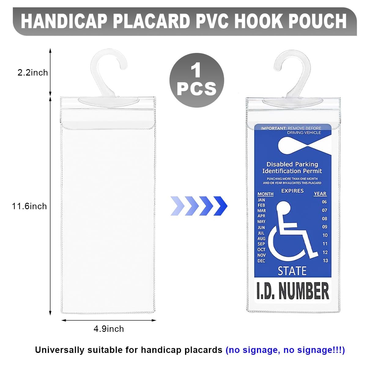 KVAEY Handicap Placard Holder, 11.6&Prime;×5&Prime; Transparent Disabled Parking 1 PCS