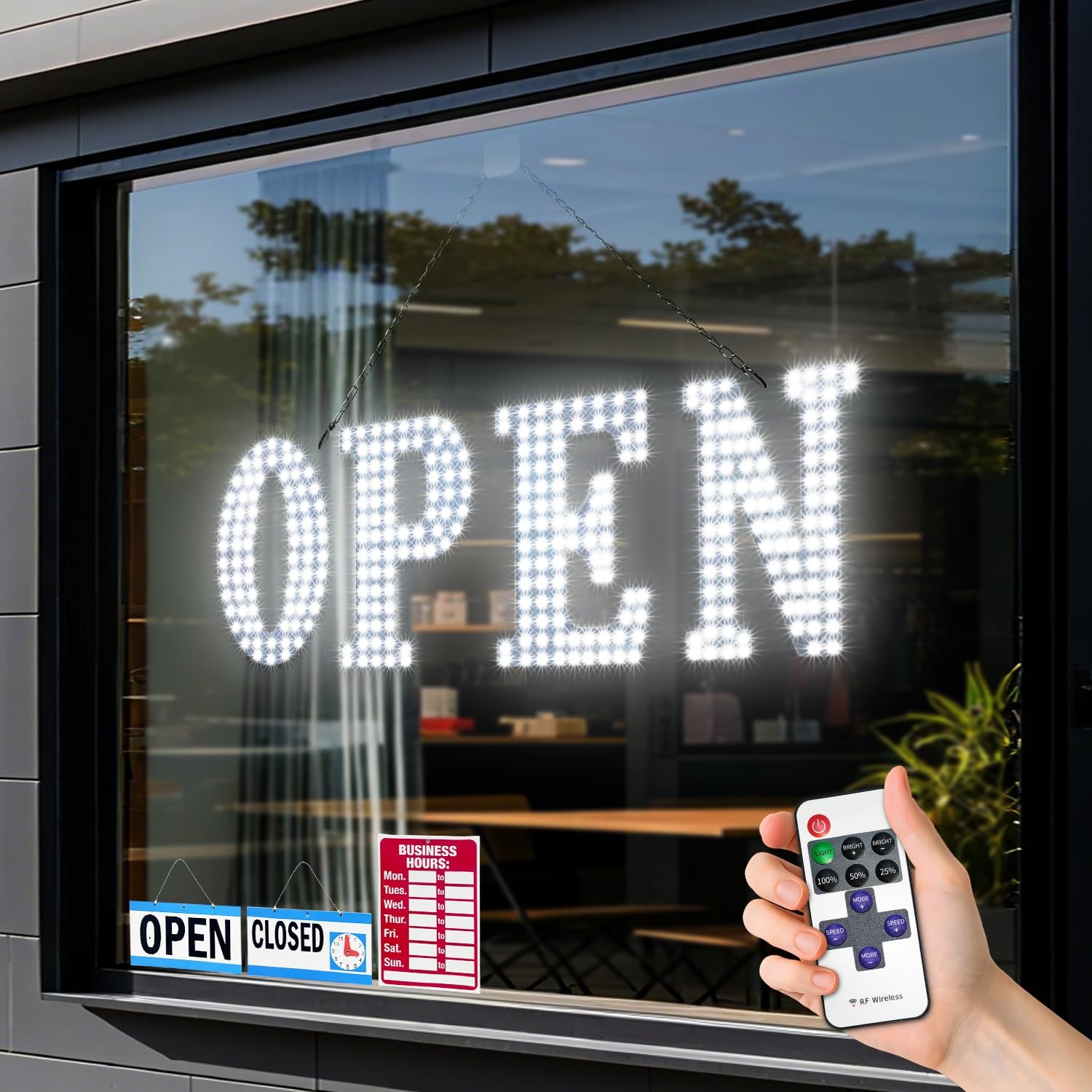 LED Open Signs for Business, 30 » x 10&Prime; Large Bright Flashing Open Sign with …