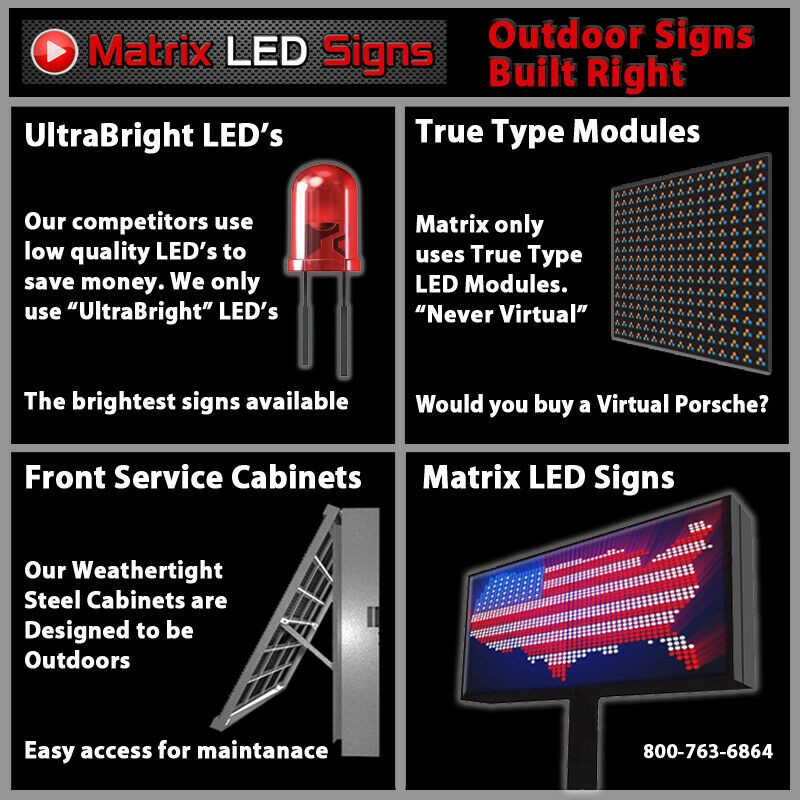 LED Sign Outdoor Full Color & integrated Lighted Cabinet on top 2 Sided Programm