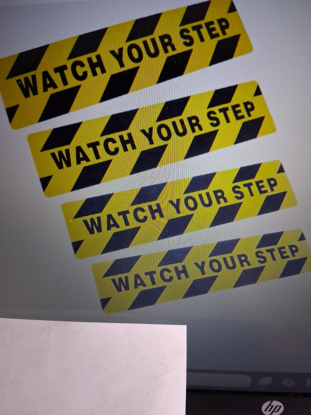 4 pk 6&Prime; x 24&Prime; Watch Your Step Floor Tape Anti Slip Warning Sign Adhesive Sticker