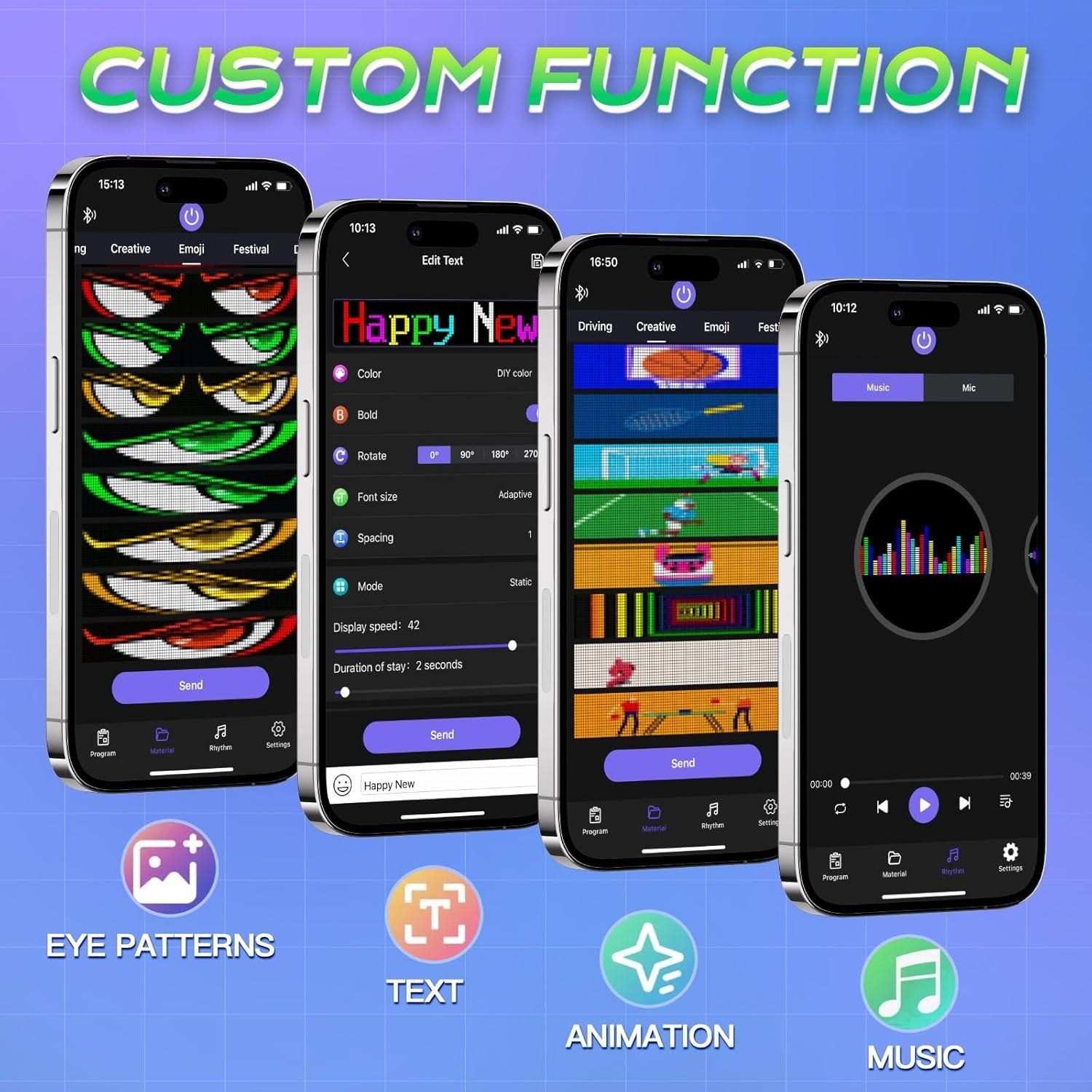 23&Prime;x5&Prime; Devil Eyes LED Car Sign – Bluetooth Control Custom Messages & Animations