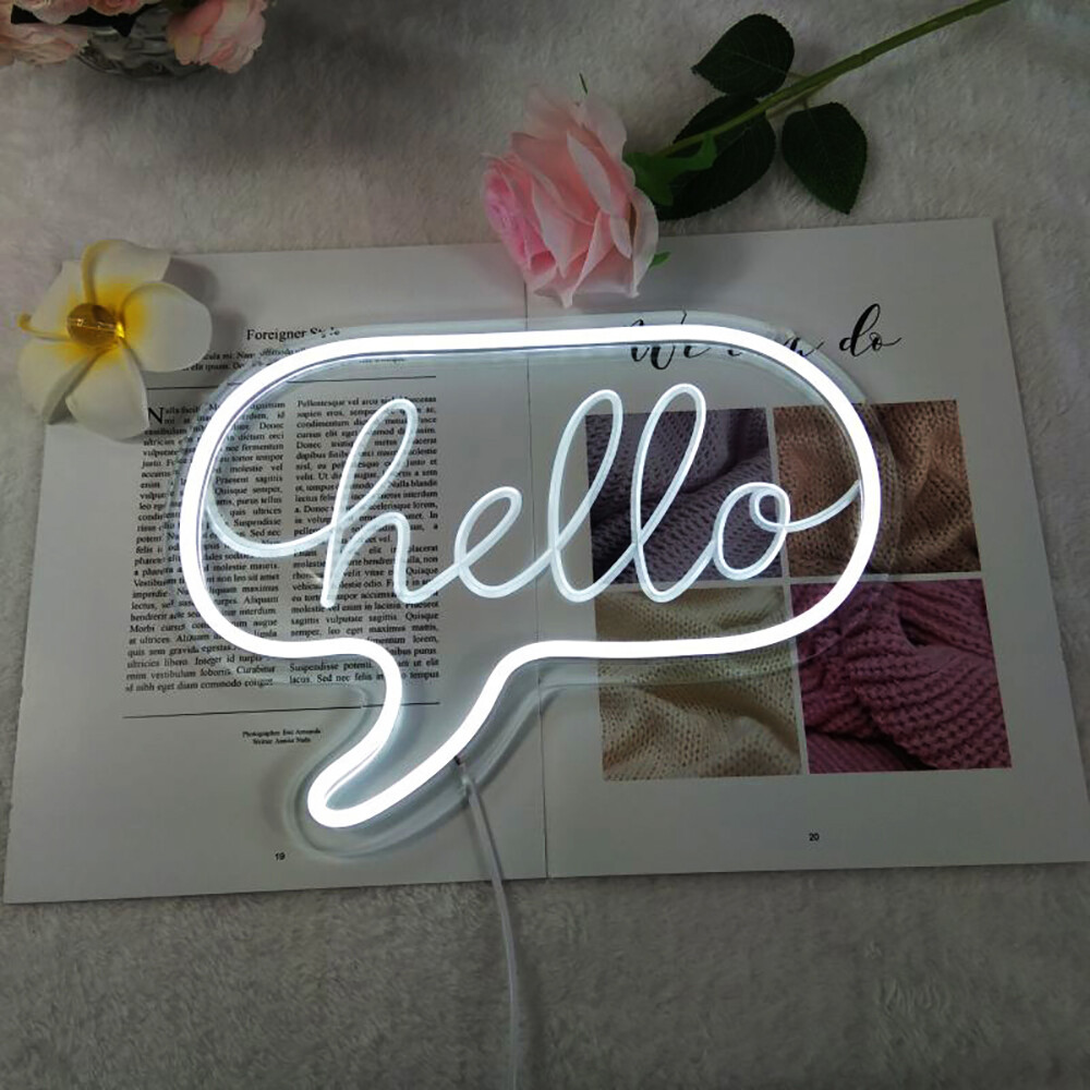 Qomolangma Warm WhiteBlue&Pink 12.2 X 8.85 » « hello » LED Neon Sign