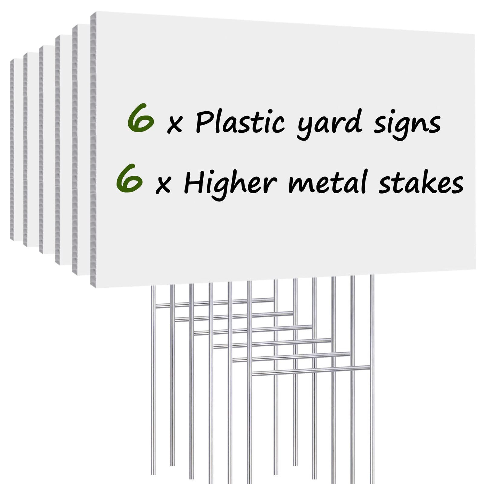 6 Pack Corrugated Plastic Yard Signs 17×12 Inches Double Sided Outdoor Sale