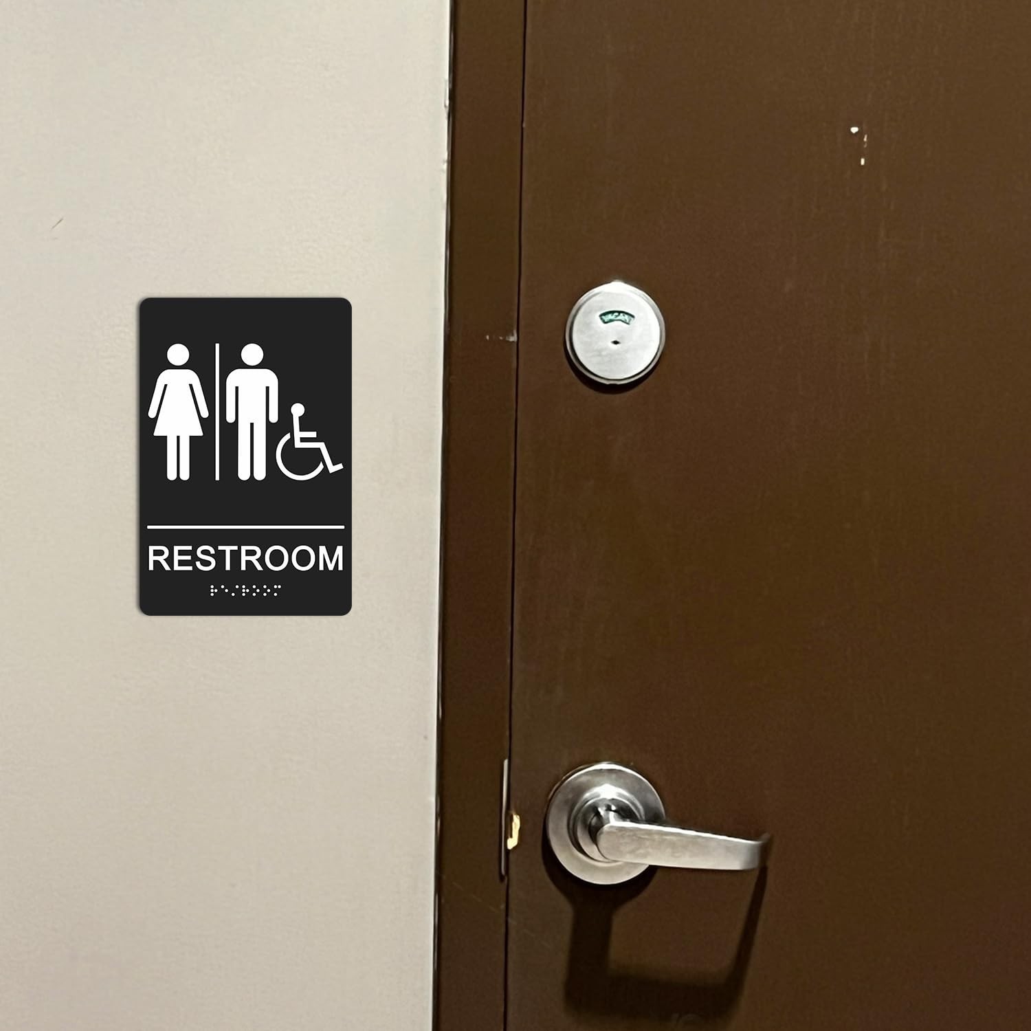 GicnKeuz ADA Braille Unisex Bathroom Signs,9 x 6 Inches Restroom Signs with S…