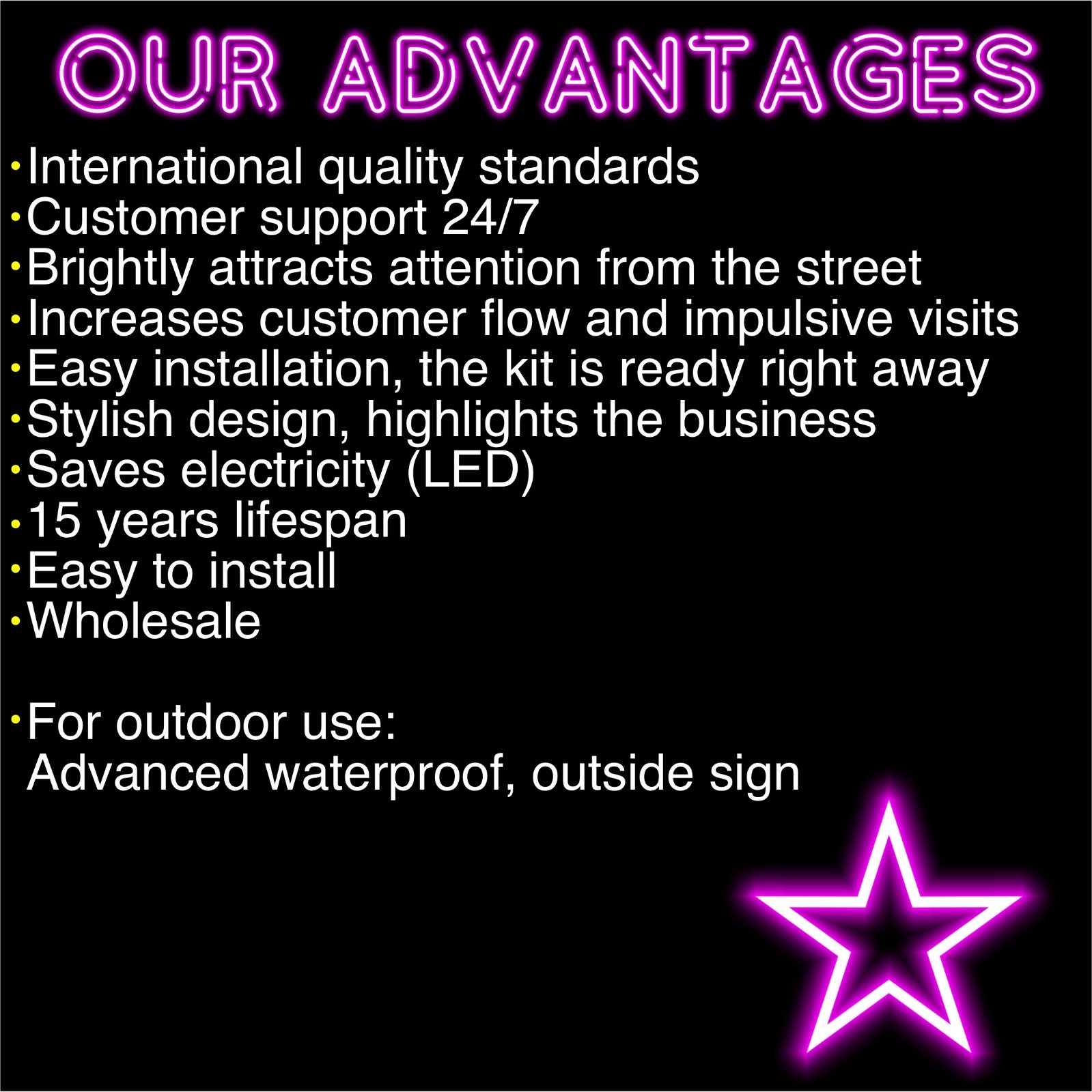 Double Sided Waterproof Open Sign Neon, Outdoor Vertical Arrow Open Double Side