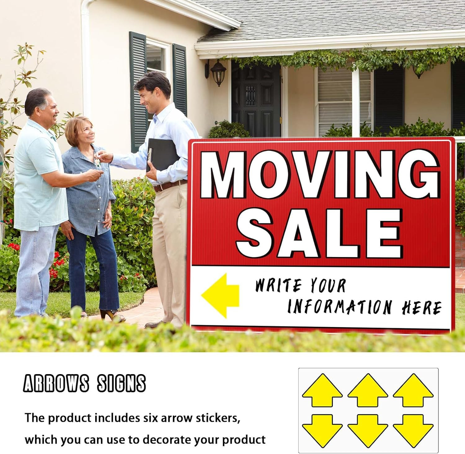 Moving Sale Sign 3 Pack 17&Prime;x13&Prime; Double-Sided Yard Signs with Stakes
