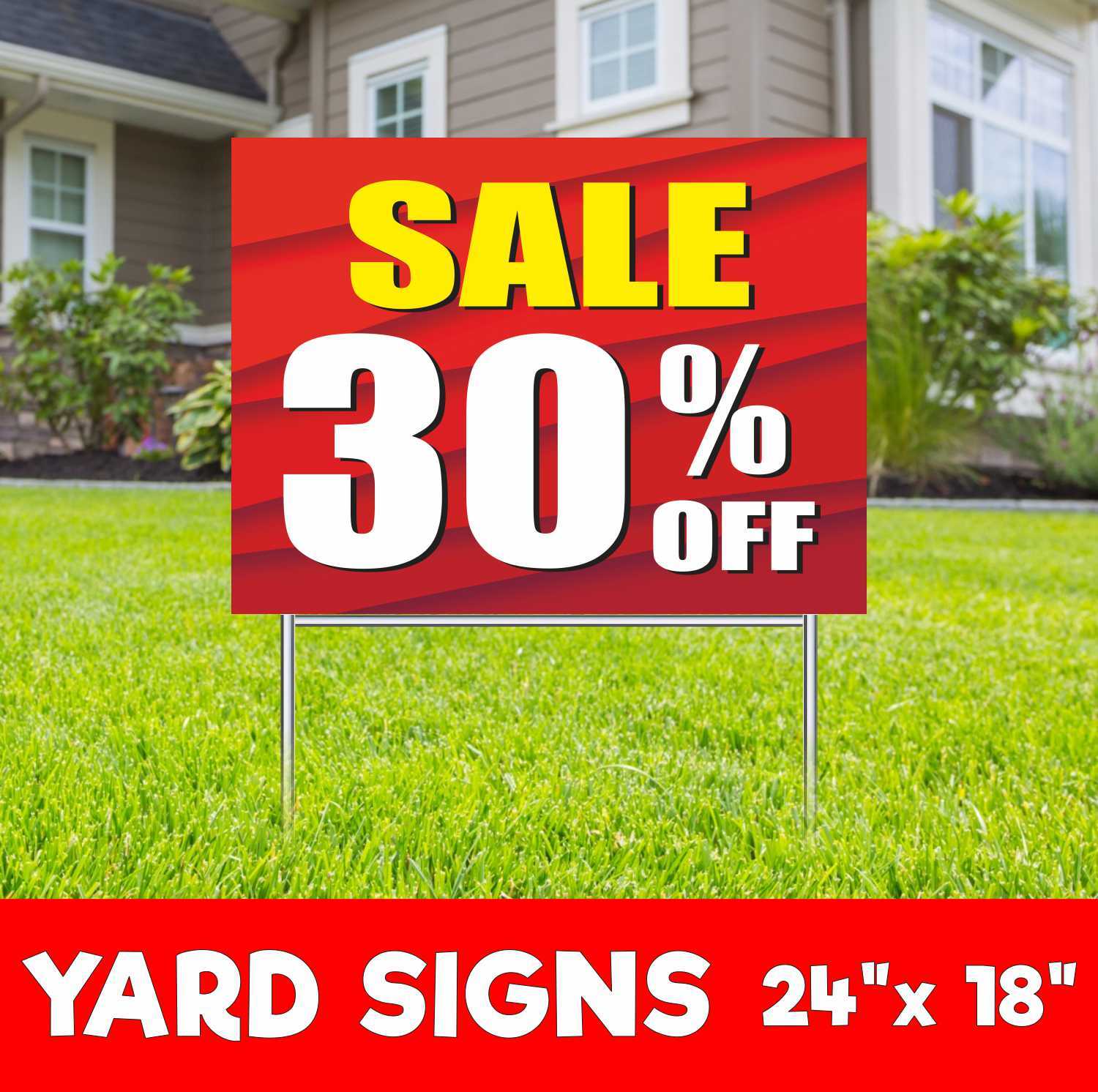 SALE 30% OFF Yard Sign Corrugate Plastic with H-Stakes Lawn Sign Discount Save