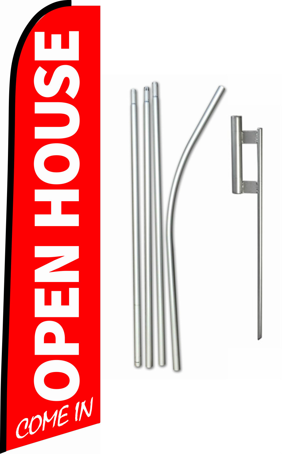 Swooper Feather Tall Flag Kit 15ft Real Estate « Open House » with Spike and Pole