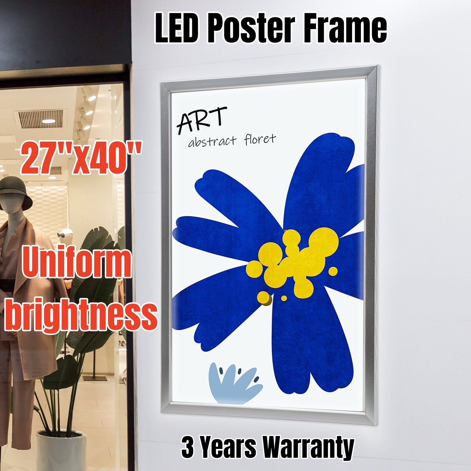 24&Prime;x33&Prime;/24&Prime;X36&Prime;, 27&Prime; x 40&Prime; LED Backlit Movie Poster Art Picture Frame Light Box