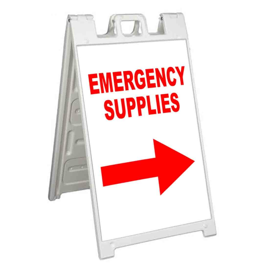 EMERGENCY SUPPLIES RIGHT ARROW Signicade 24×36 Aframe Sidewalk Sign Banner Decal
