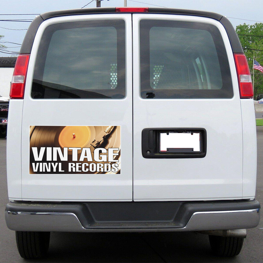 Car Magnet Set of 2 Vintage Vinyl Records Advertising Printing Industrial Sign