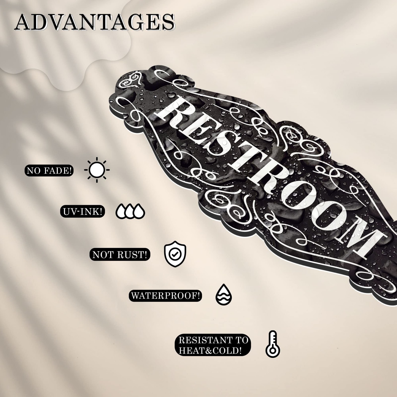 Restroom Sign for Door 9×3 Dibond Self-Adhesive Unisex Bathroom Sign Modern