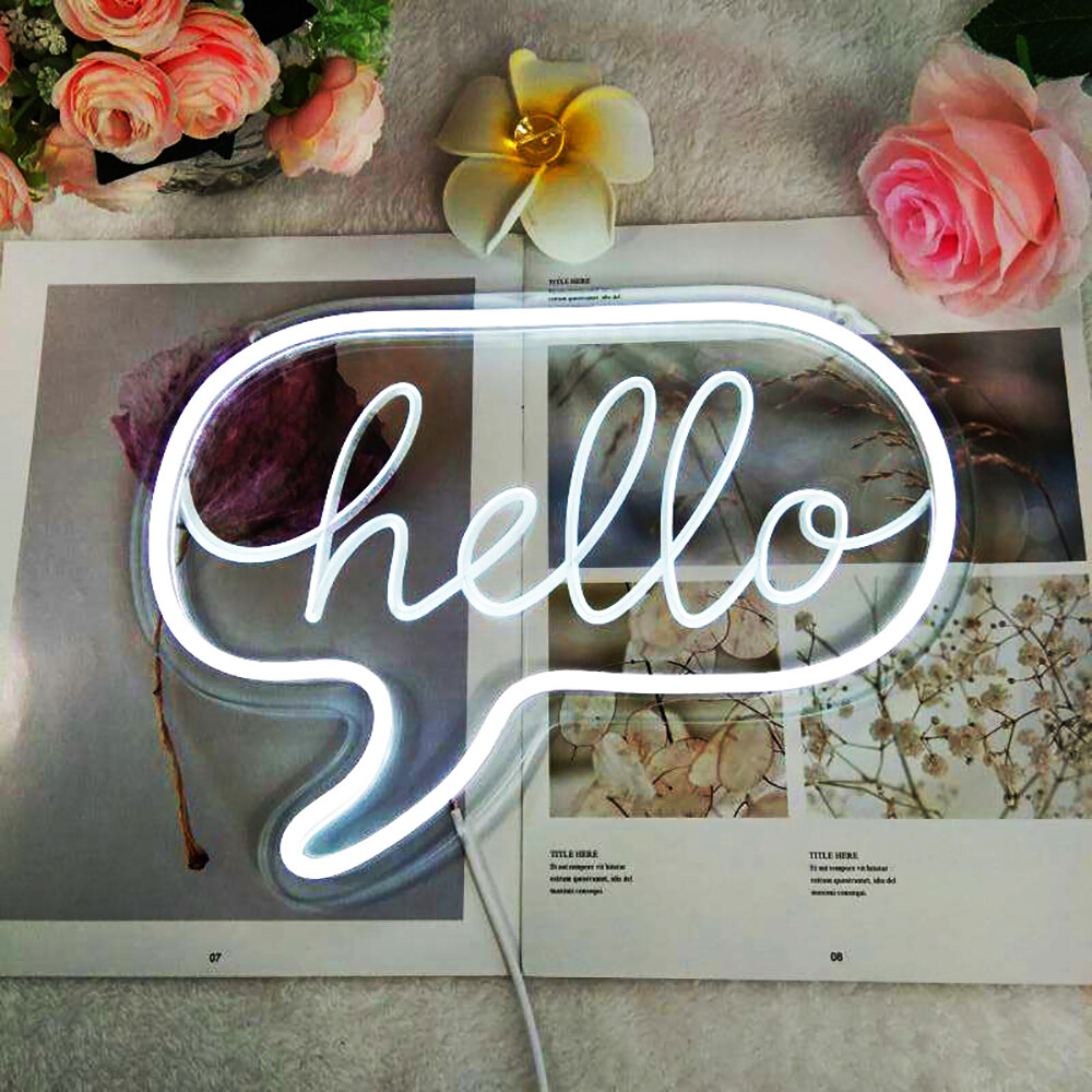 Qomolangma Warm WhiteBlue&Pink 12.2 X 8.85 » « hello » LED Neon Sign