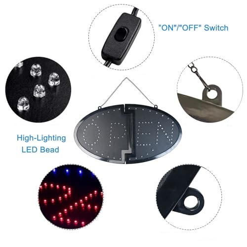 LED Open Sign 19×10 Inch Ultra Bright Flashing Mode Store Window Display Wall