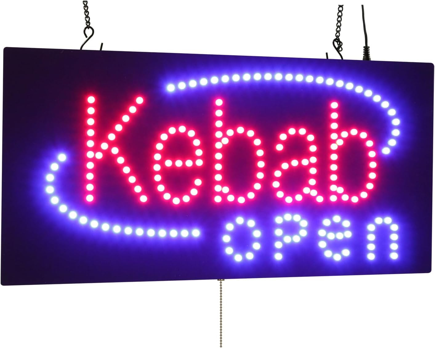 Vibrant LED Kebab Open Sign – 24&Prime;x12&Prime; Neon Display for Grand Openings