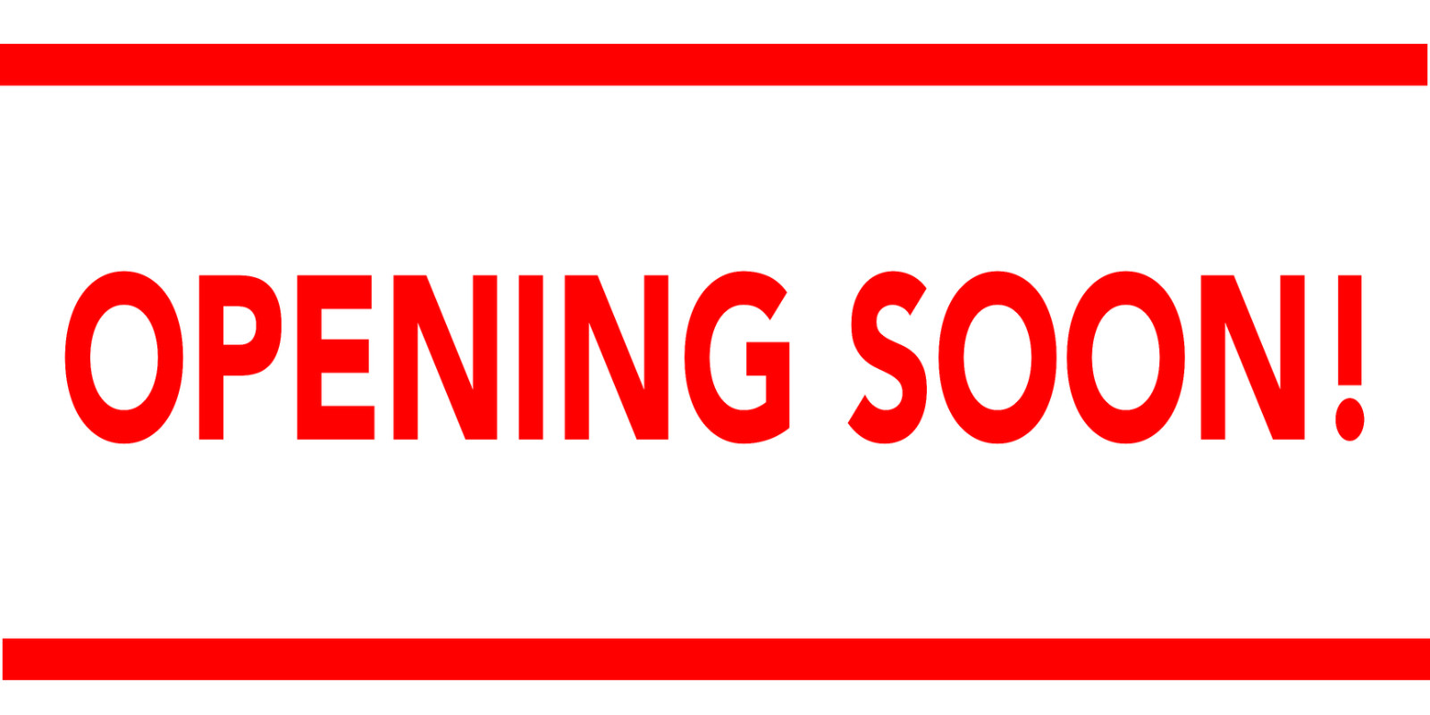 Opening Soon Banner (15oz Heavy Duty, Hemmed, and Grommeted) RED, WHITE