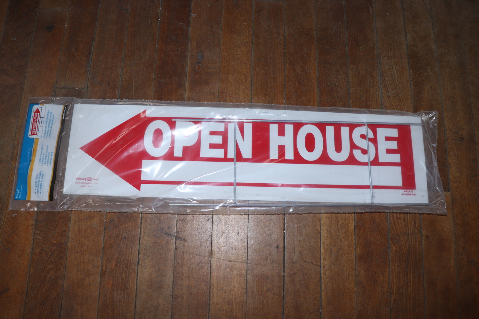 Hillman Open House Arrow Sign with Space for Fill In 6&Prime; x 24&Prime; 842232