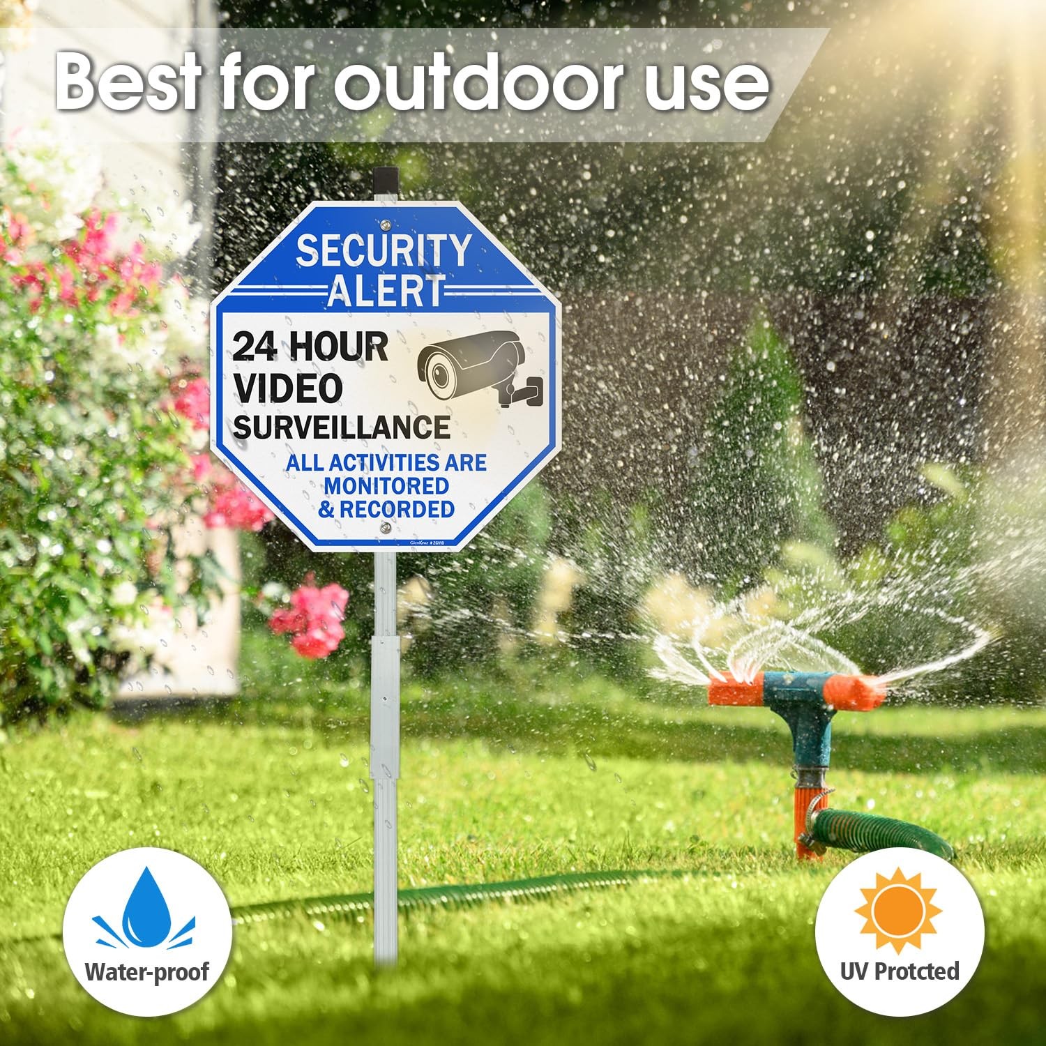Video Surveillance Sign Stake 10×10 28&Prime; Yard Sign Reflective Aluminum 2 Outdoor