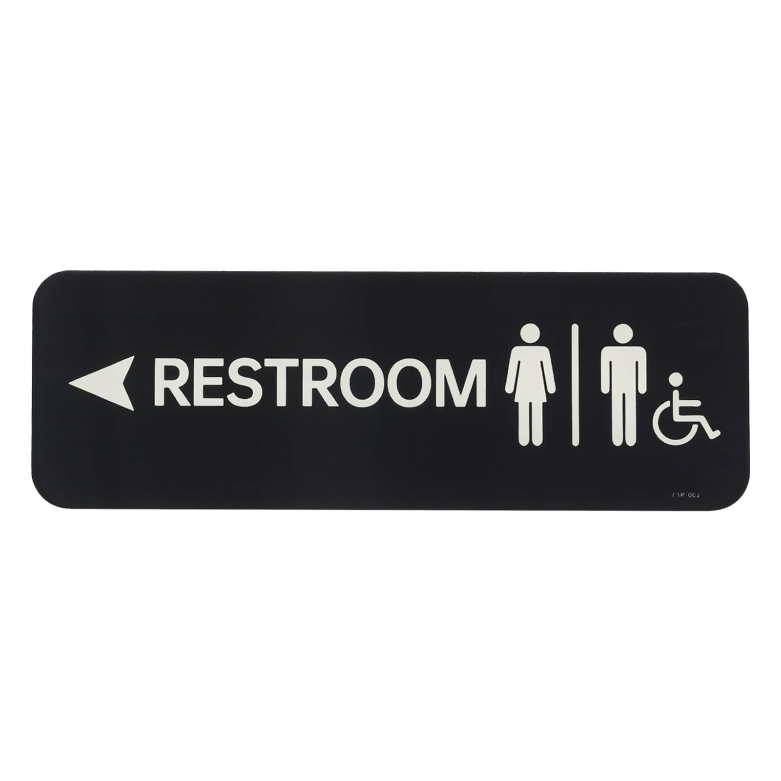 9×3 Inch Black Restroom Left Arrow Sign Acrylic Adhesive Door Wall Plate