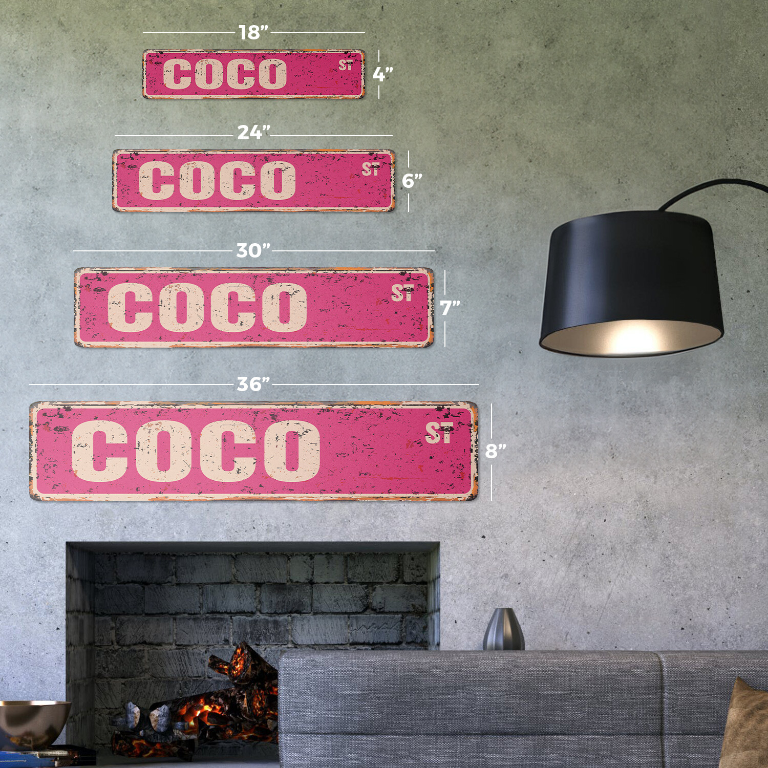 COCO Vintage Street Sign Childrens Name Room Metal Sign