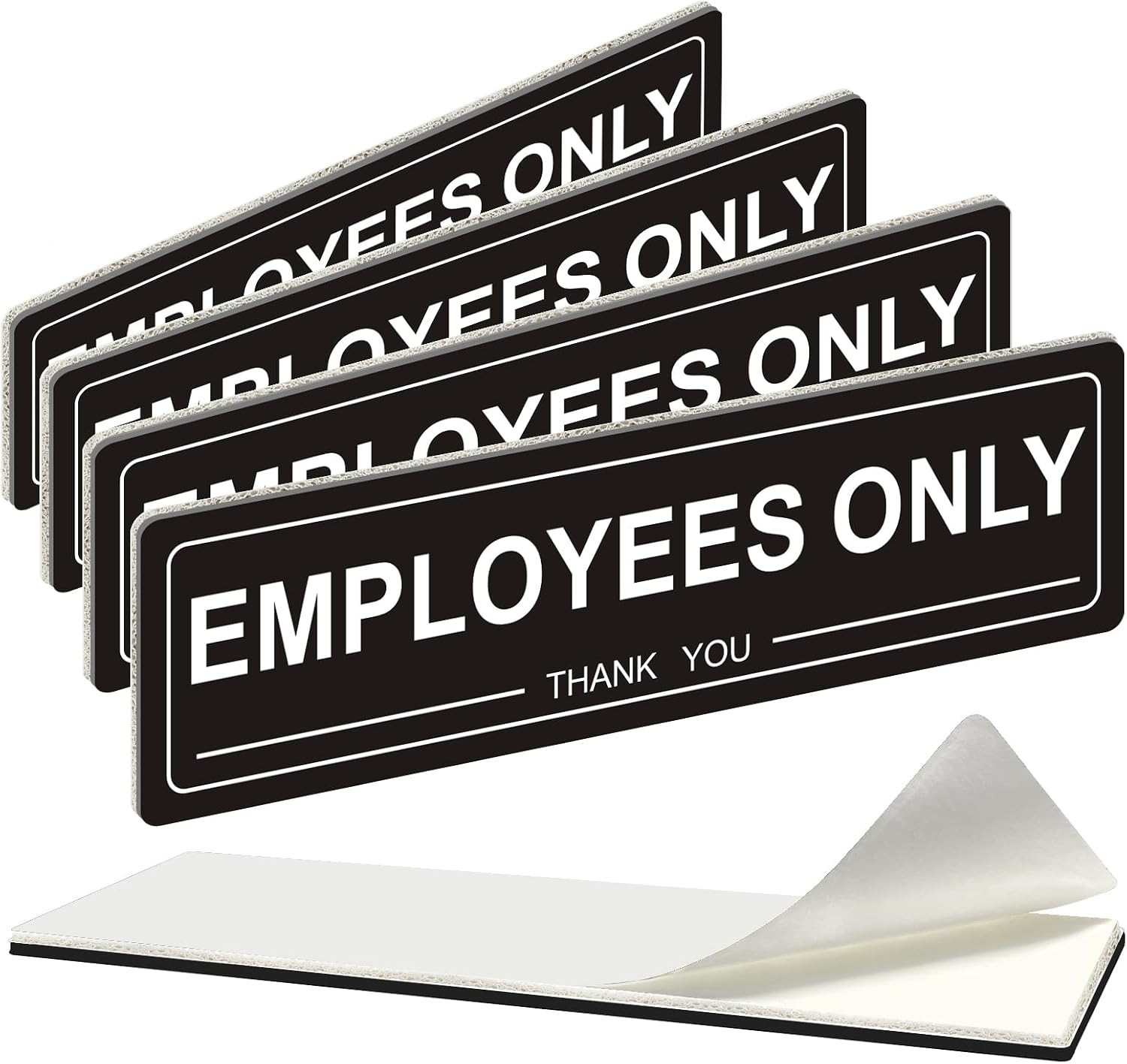 (4 Pack) Self-Adhesive Employees Only Sign for Door, 7&Prime; X 2&Prime; Durable Acrylic Sta