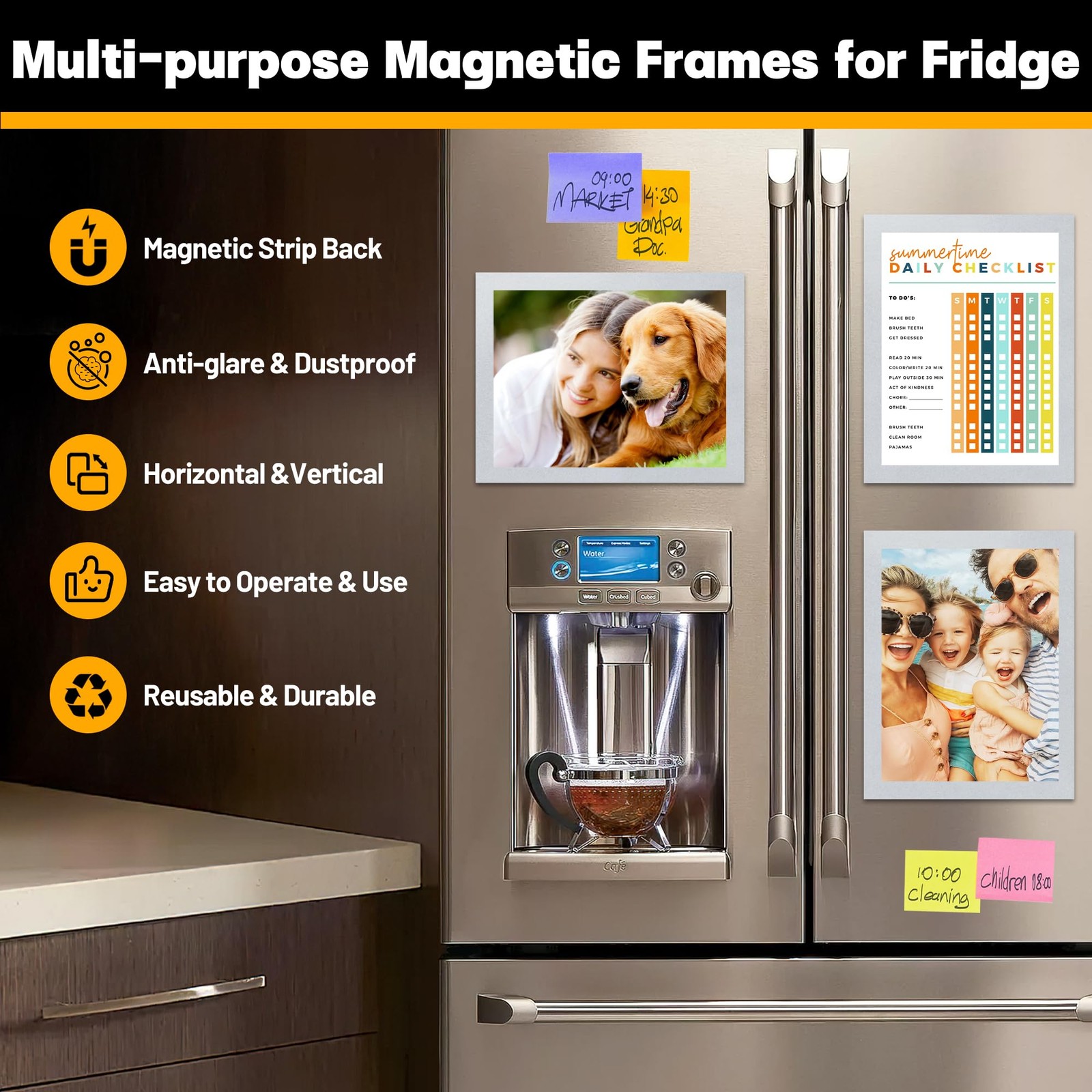 VAIIGO 5Packs Magnetic Frames for Refrigerator – 5Pack 8.5&Prime;x11&Prime;, Silver