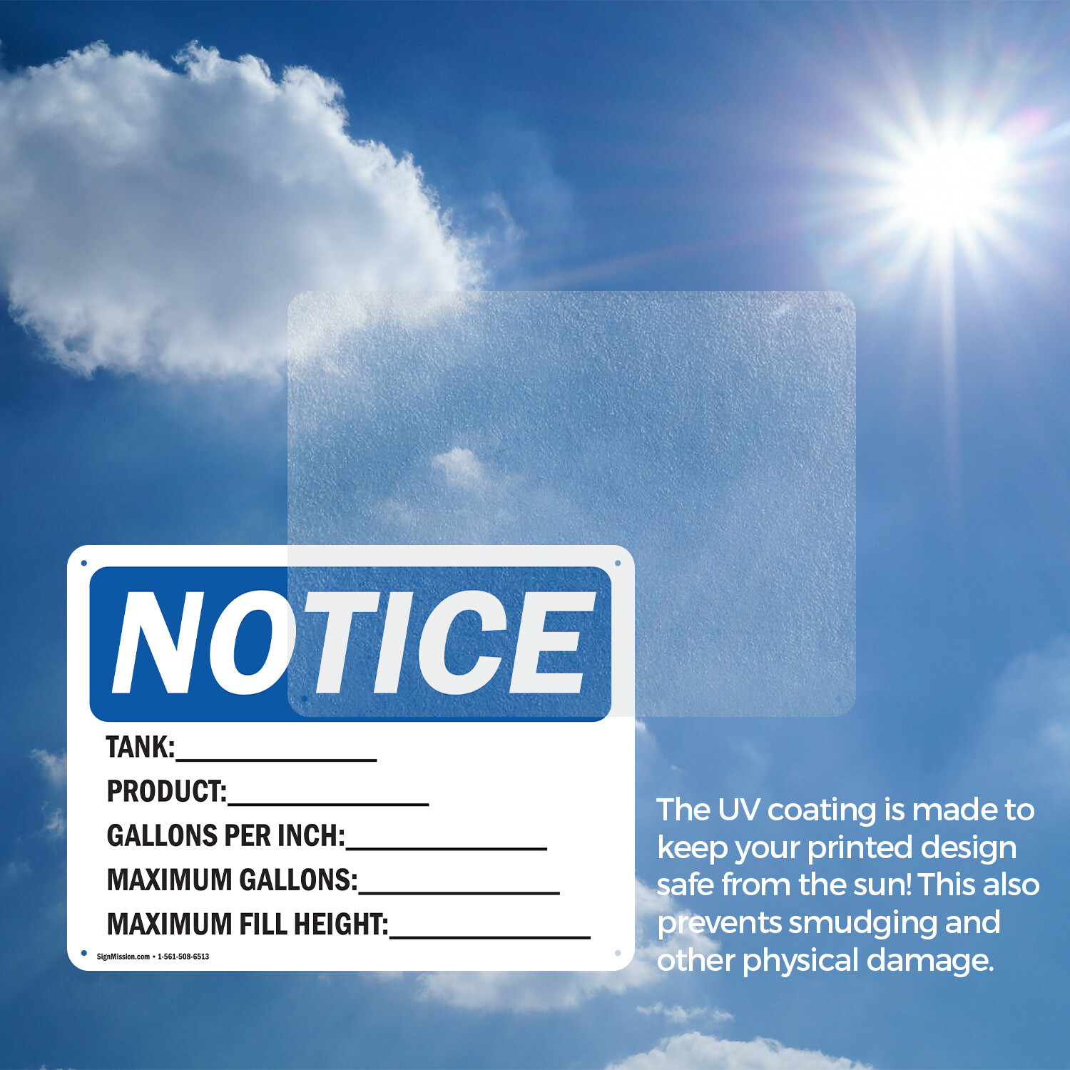 (2 Pack) Tank_Product_Gallons Per Inch_ OSHA Notice Sign Decal Metal Plastic