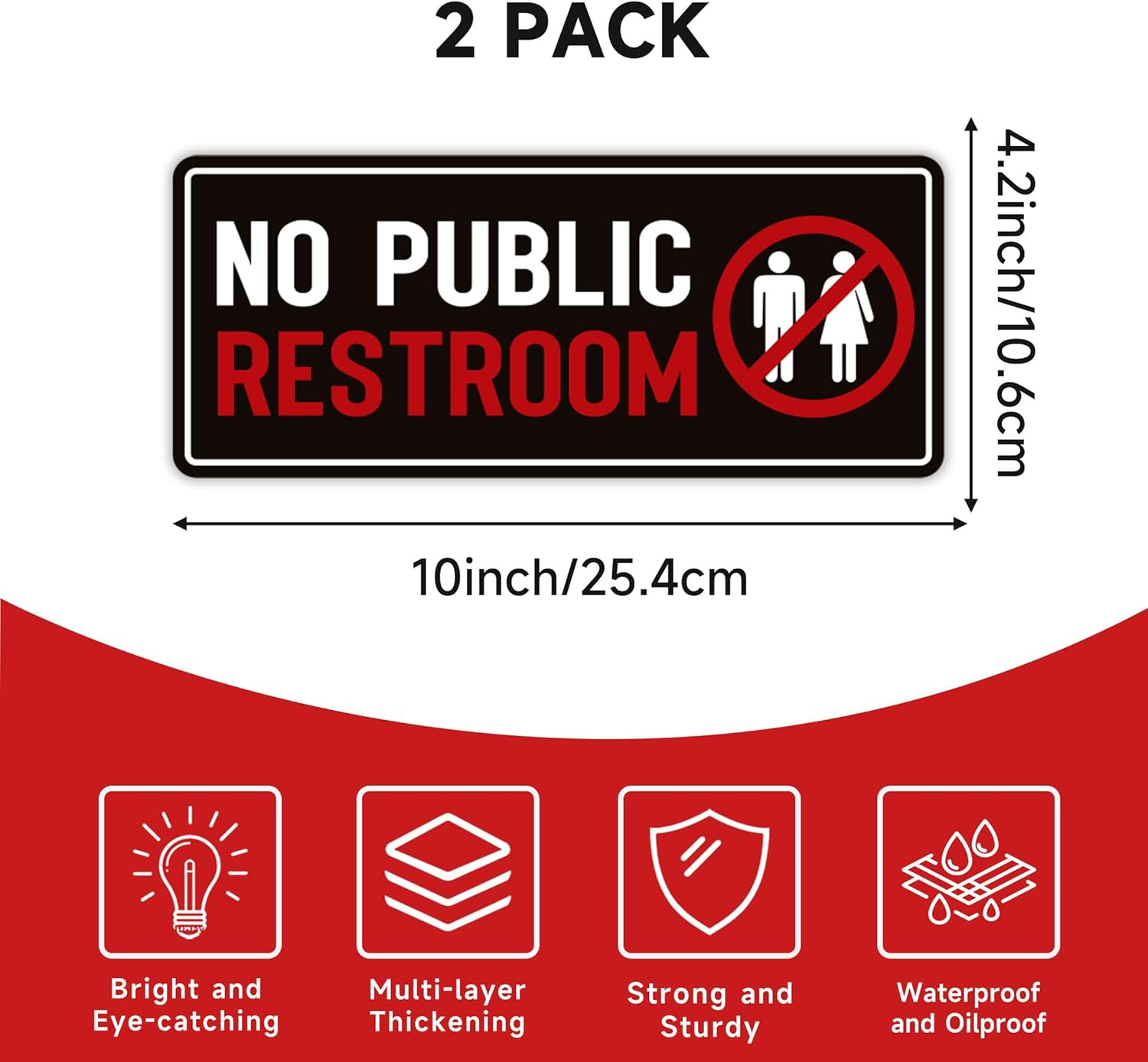 2PCS No Public Restroom Signs for Business, Self Adhesive Weatherproof Vinyl Sor