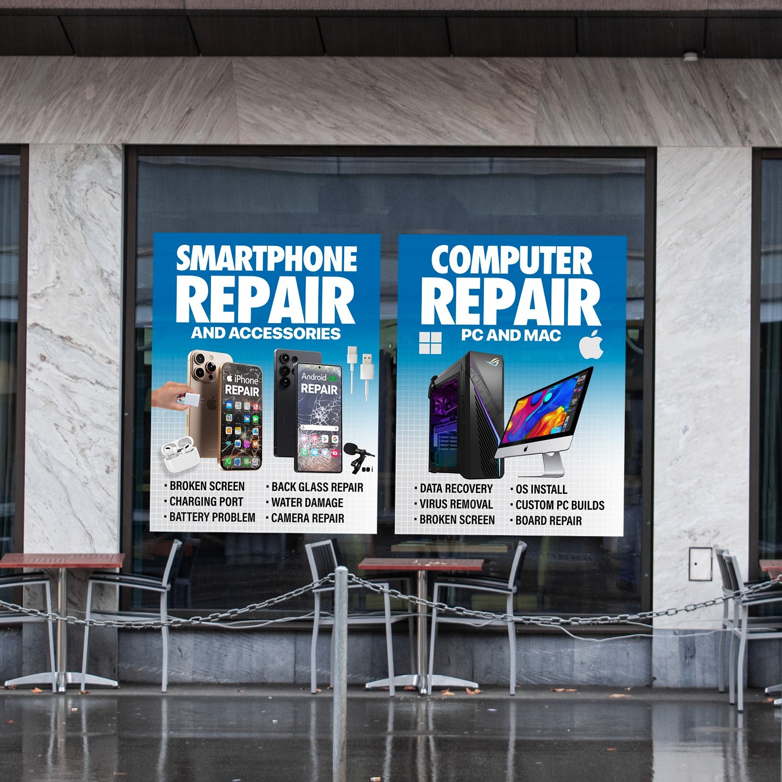 Computer Smartphone Tablet RETAIL WINDOW sign poster Windows Android Apple