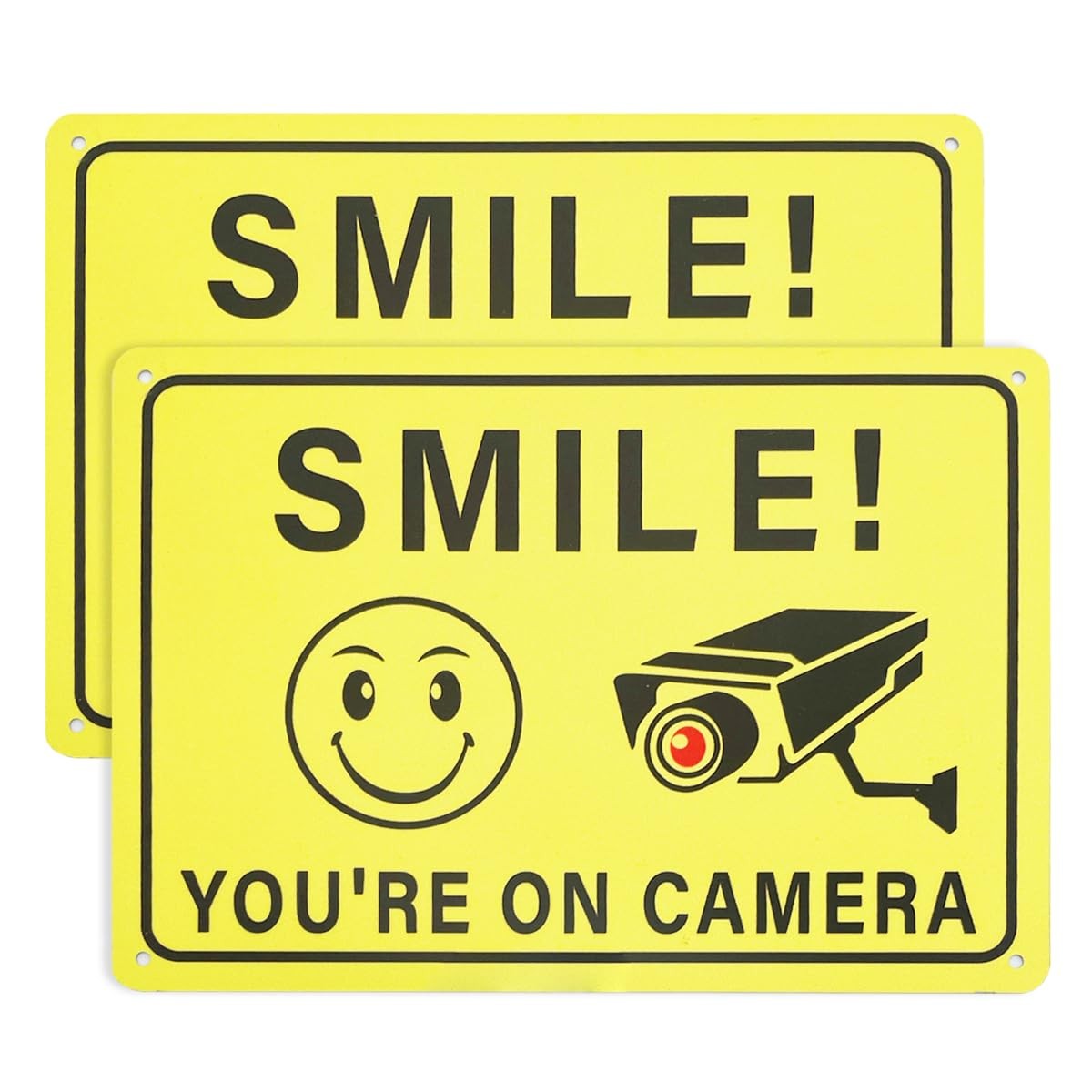 Smile You are on Camera Sign, 2-Pack 10 * 7 Inches Aluminum Video Surveillanc…