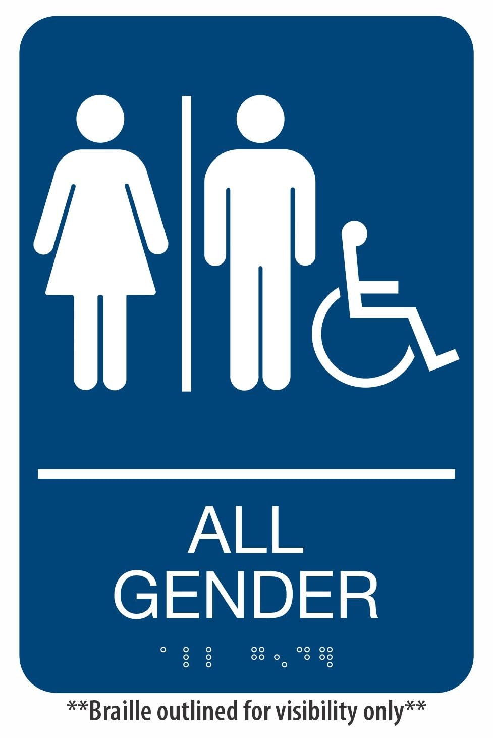 Headline Sign 9487 ADA Wheelchair Accessible All Gender Restroom Sign 6×9 Blue