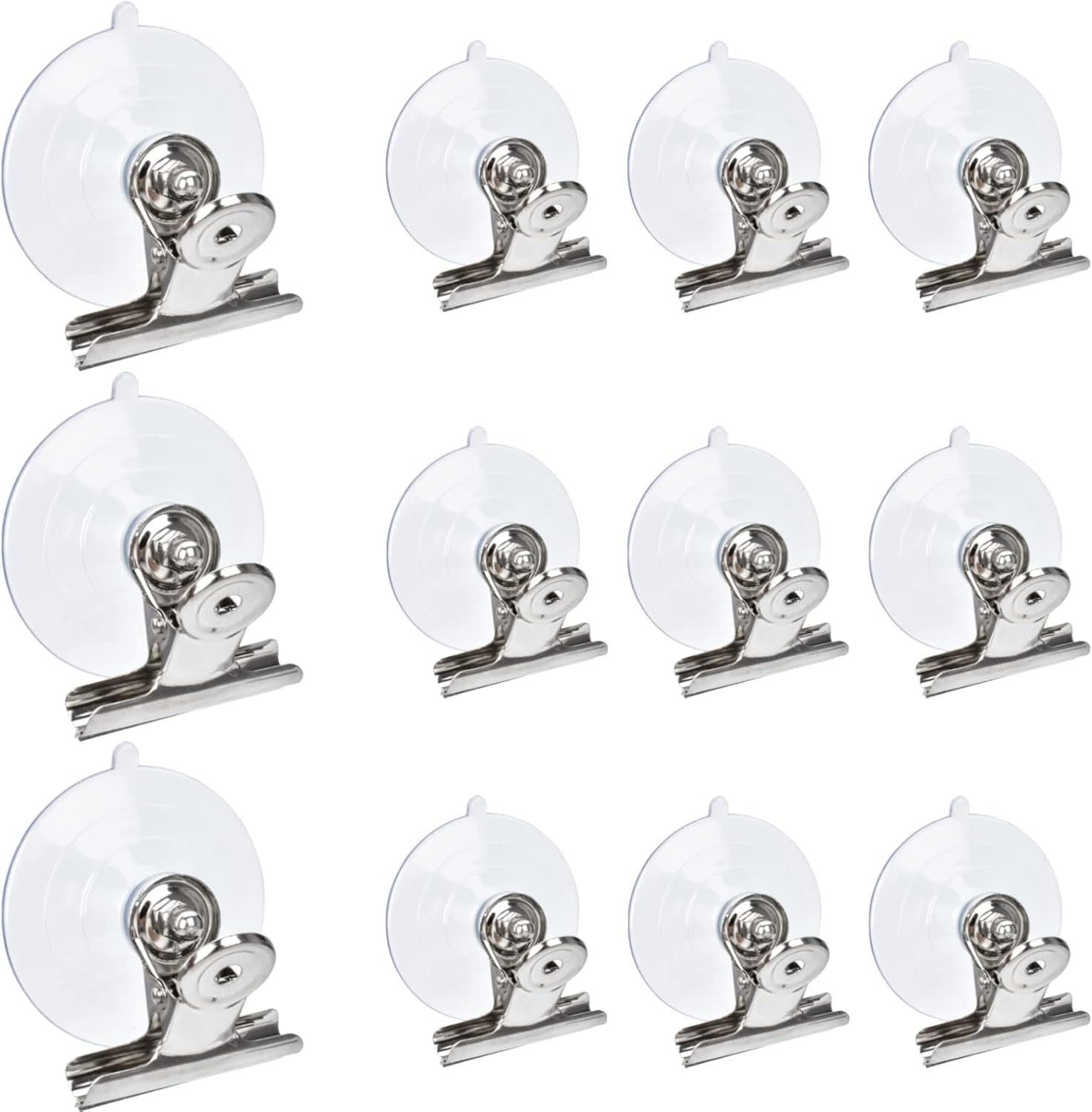 12 Pieces Suction Cup Clips 2.4" +2" Clip, Clear