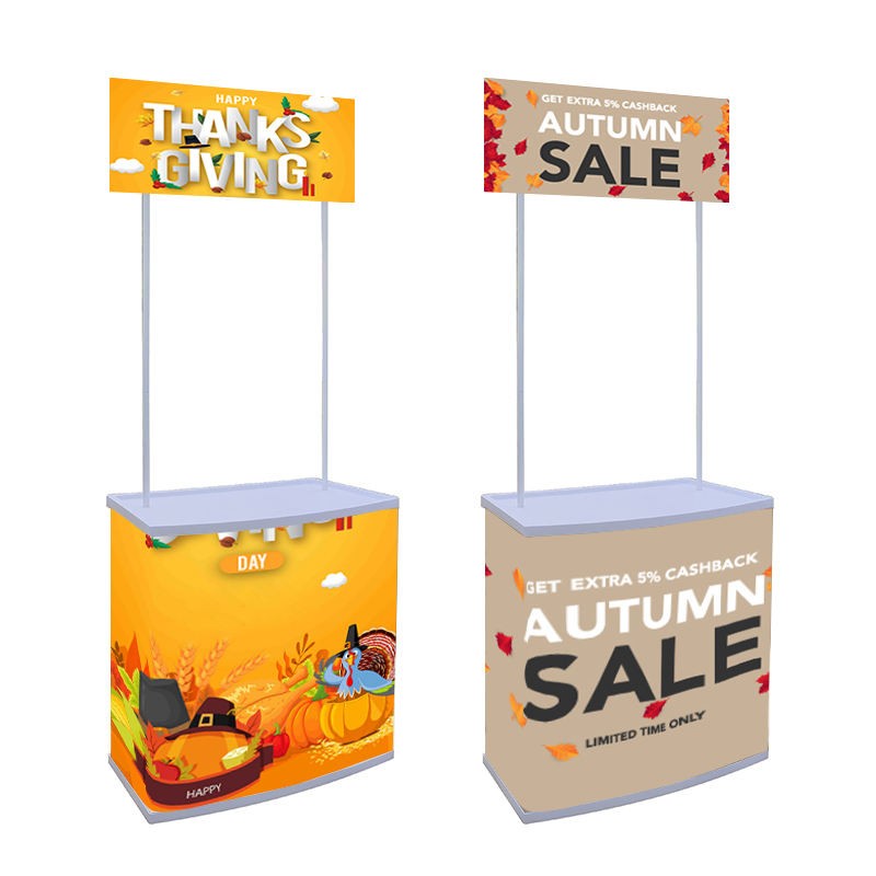 Quick-Pop Portable Display Counter with Plastic Cylinder Lift & Elastic Fabric