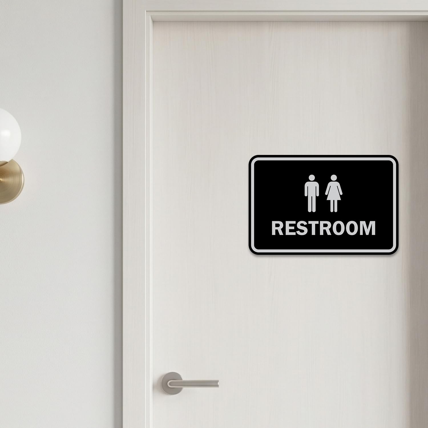 1 PCS Medium Brushed Silver Classic Framed Unisex Restroom Sign Wall Mount