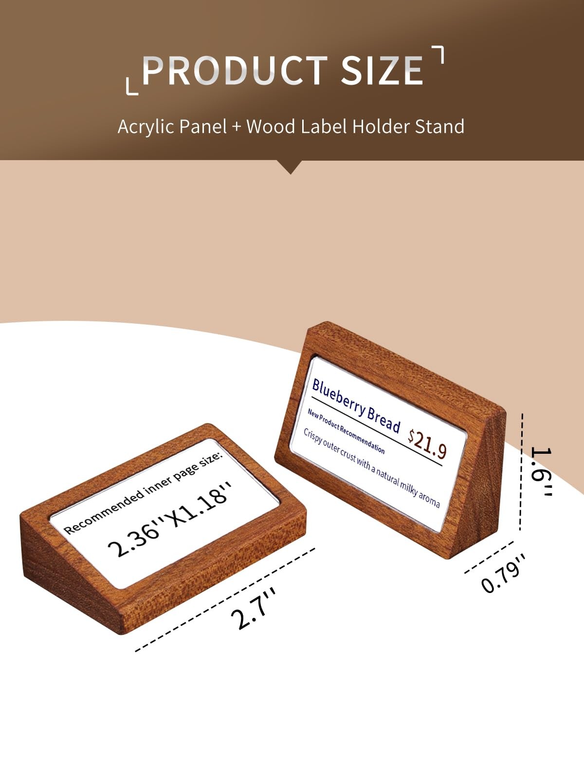 6 Pack Mini Wood Price Tag Label Holder Tabletop Stand or Recline Small Sign …