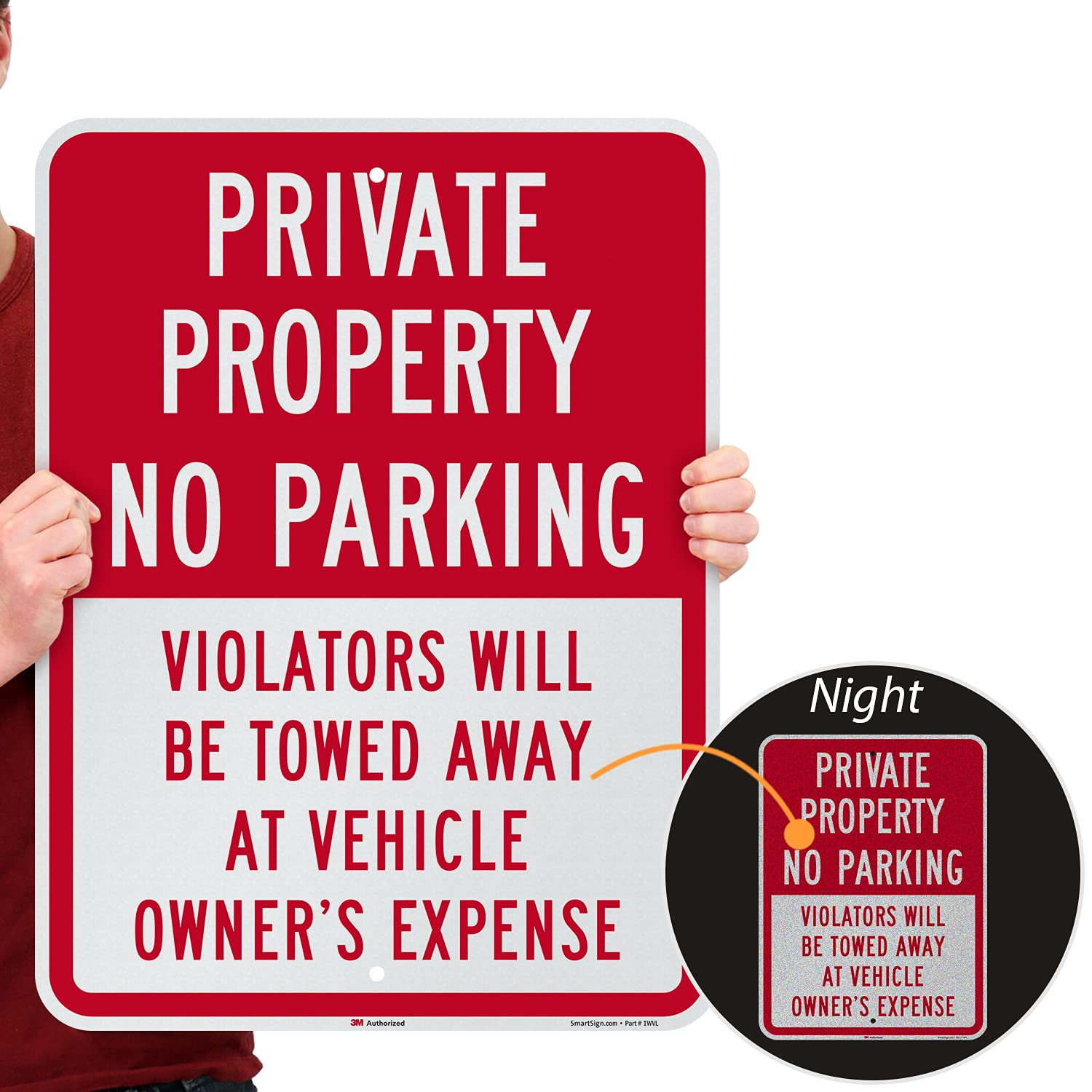 Private Property No Parking Sign – Reflective Aluminum 24×18 Inch