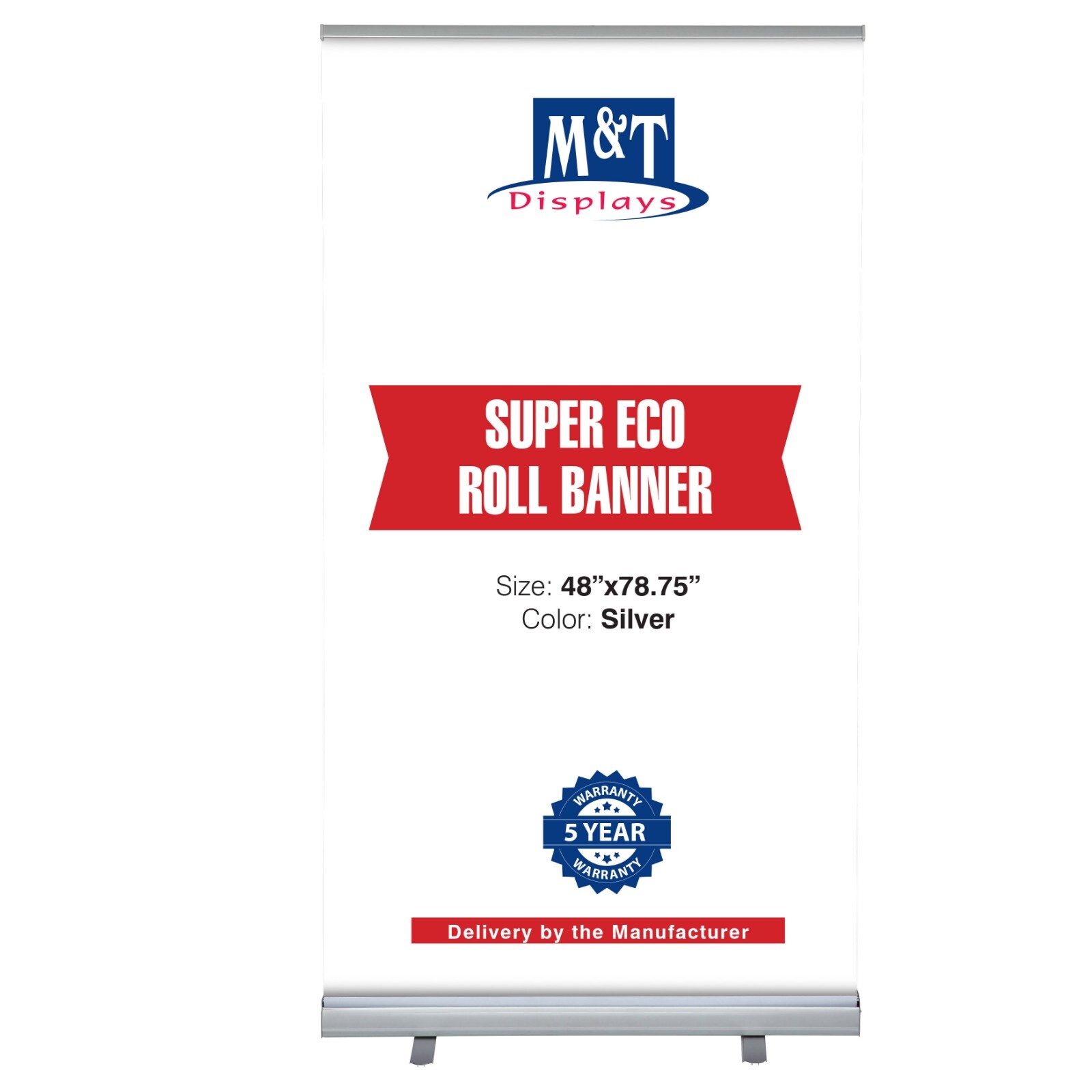 Super Eco Retractable Aluminum Silver Roll Up Banner Stand with Bag 48×78.75&Prime;