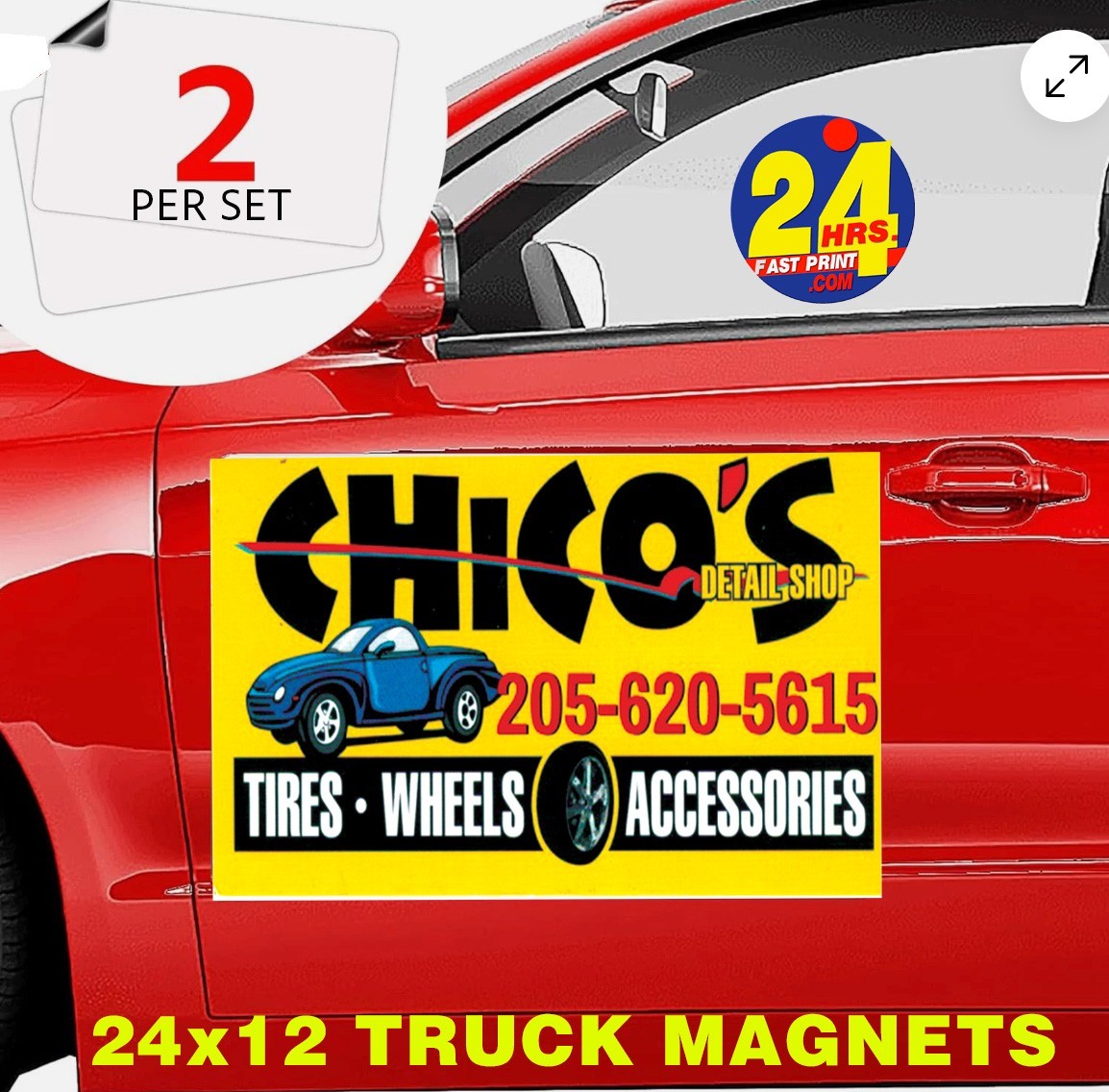 2 PER SETS – 12×18 IN CUSTOM CAR MAGNET MAGNETIC AUTO TRUCK SIGN MADE IN THE USA