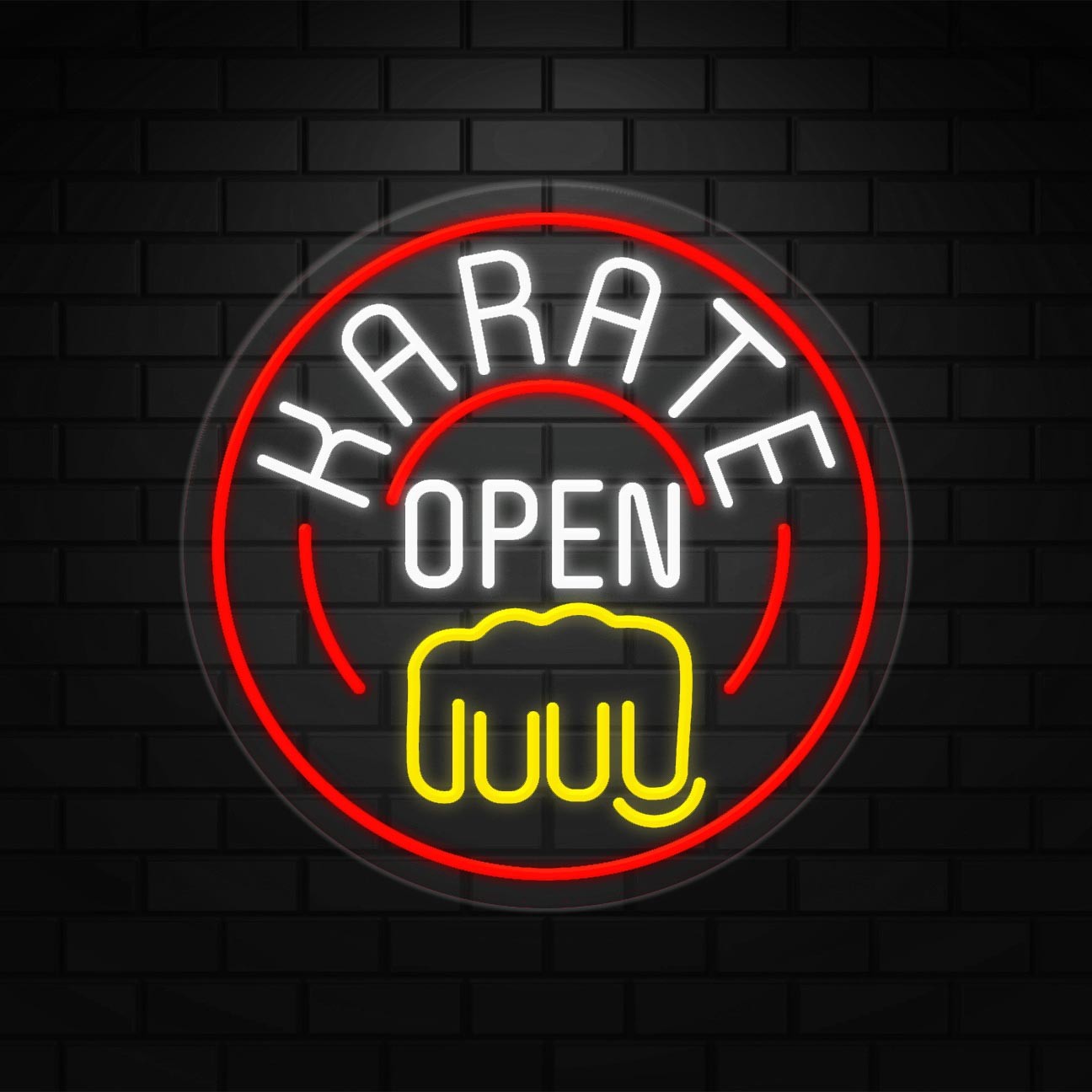 Karate Open Sign for Business Displays | LED Flex Neon | 26&Prime;W x 26&Prime;H x 1&Prime;D