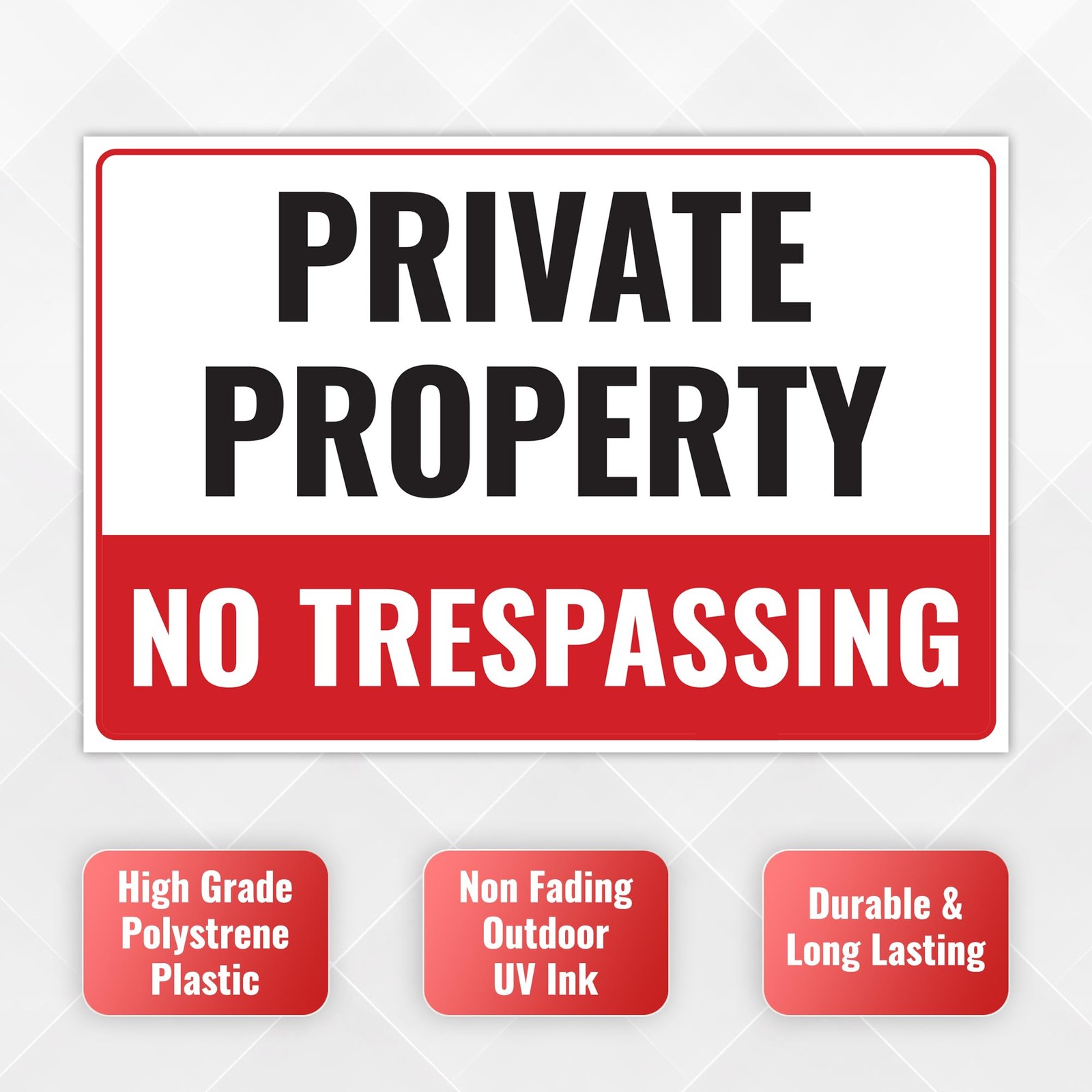 4 Pcs 12×8 Inch Plastic Private Property No Trespassing Signs for Indoor Outdoor