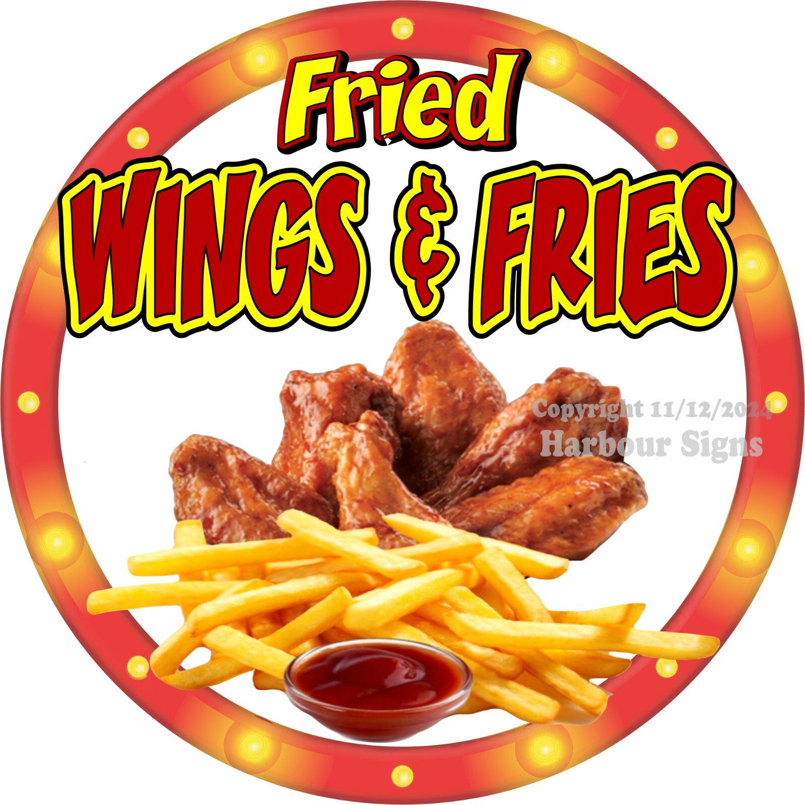 Wings and Fries DECAL (Choose Your Size) Concession Food Truck Sticker c2