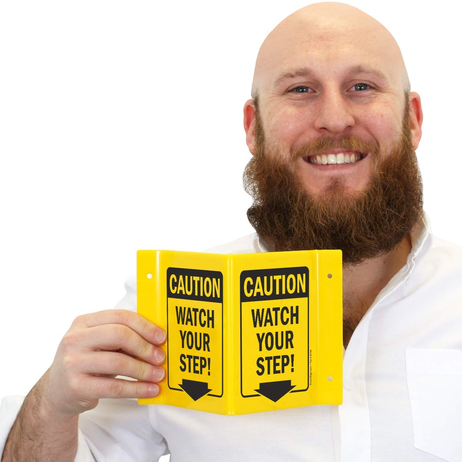 5×6 Inch Acrylic S9017AV06 Watch Your Step Projecting Sign Black On Yellow
