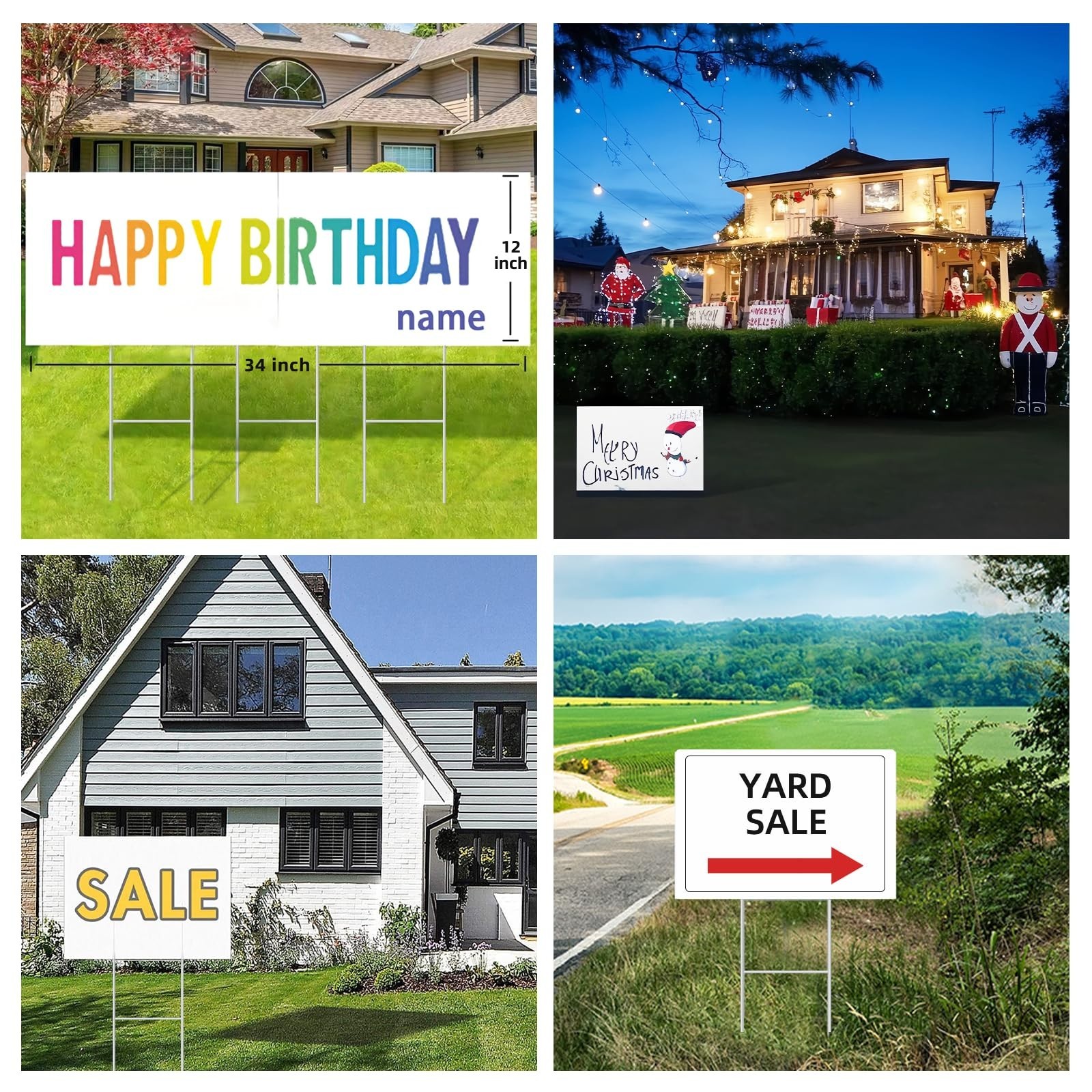 Blank Yard Signs with Stakes – 2 Pack 17×12&Prime; Double-Sided Corrugated Plastic for