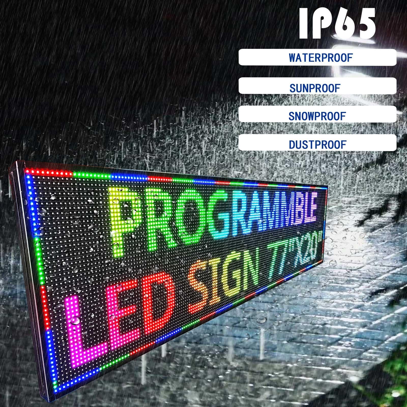 HS Programmable Scrolling Led Sign Waterproof P10 77’’x20’’ APP control