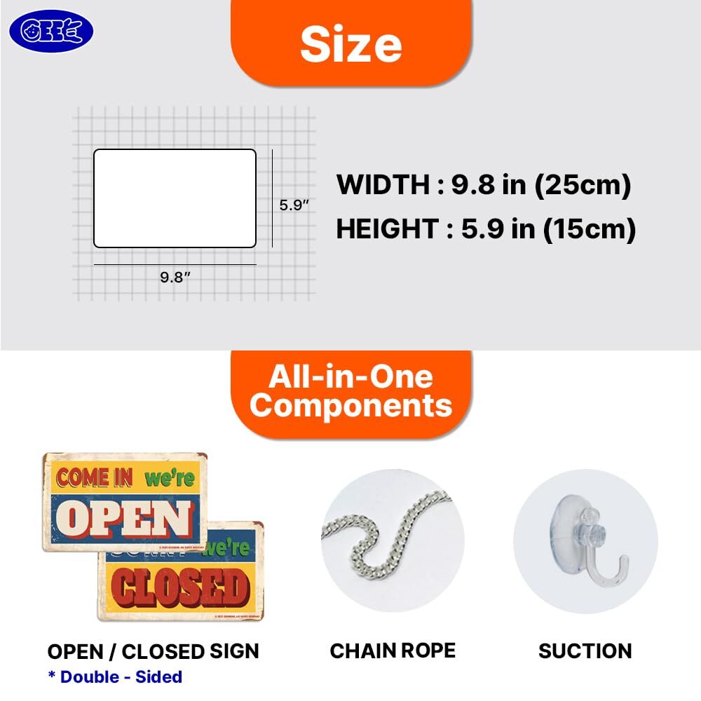 Open Closed Sign – All in One Kit, Double Sided, Acrylic – 7.9 x 7.9 in (01. …