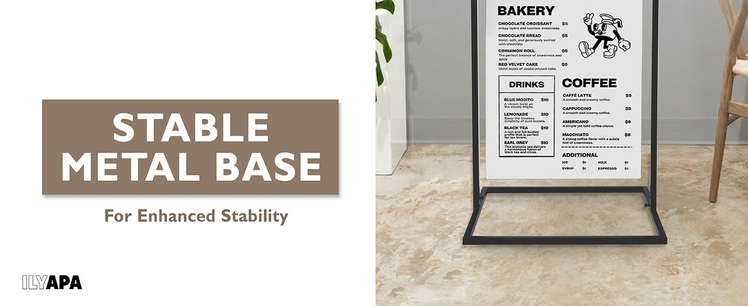 Ilyapa Double-Sided Metal Swinging Sidewalk Sign 24&Prime; x 42&Prime; Magnetic Board
