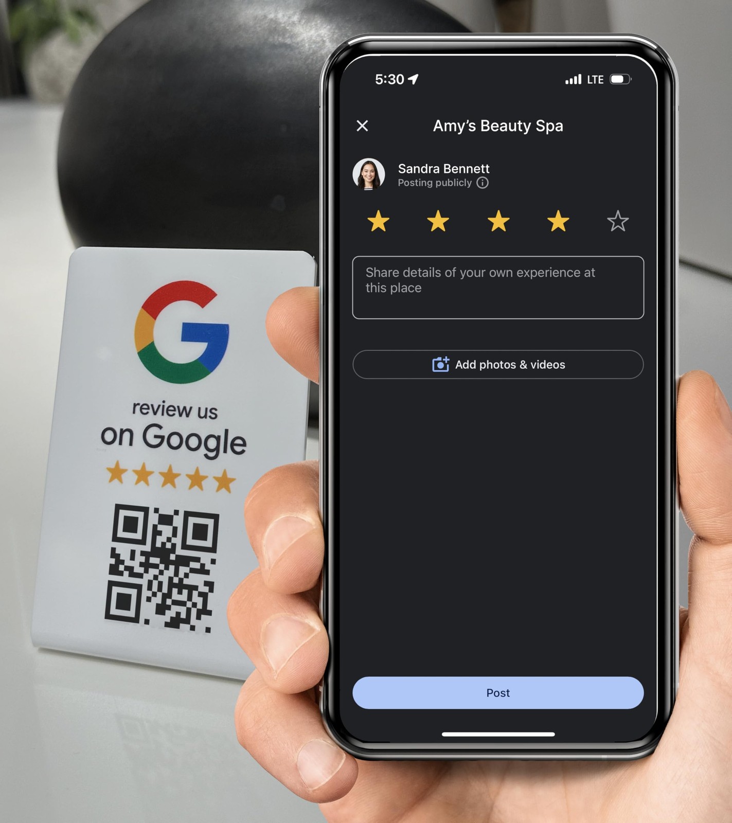 – Google Review Stand – NFC & QR Code, Easy Setup, For All Businesses (1-Pack)