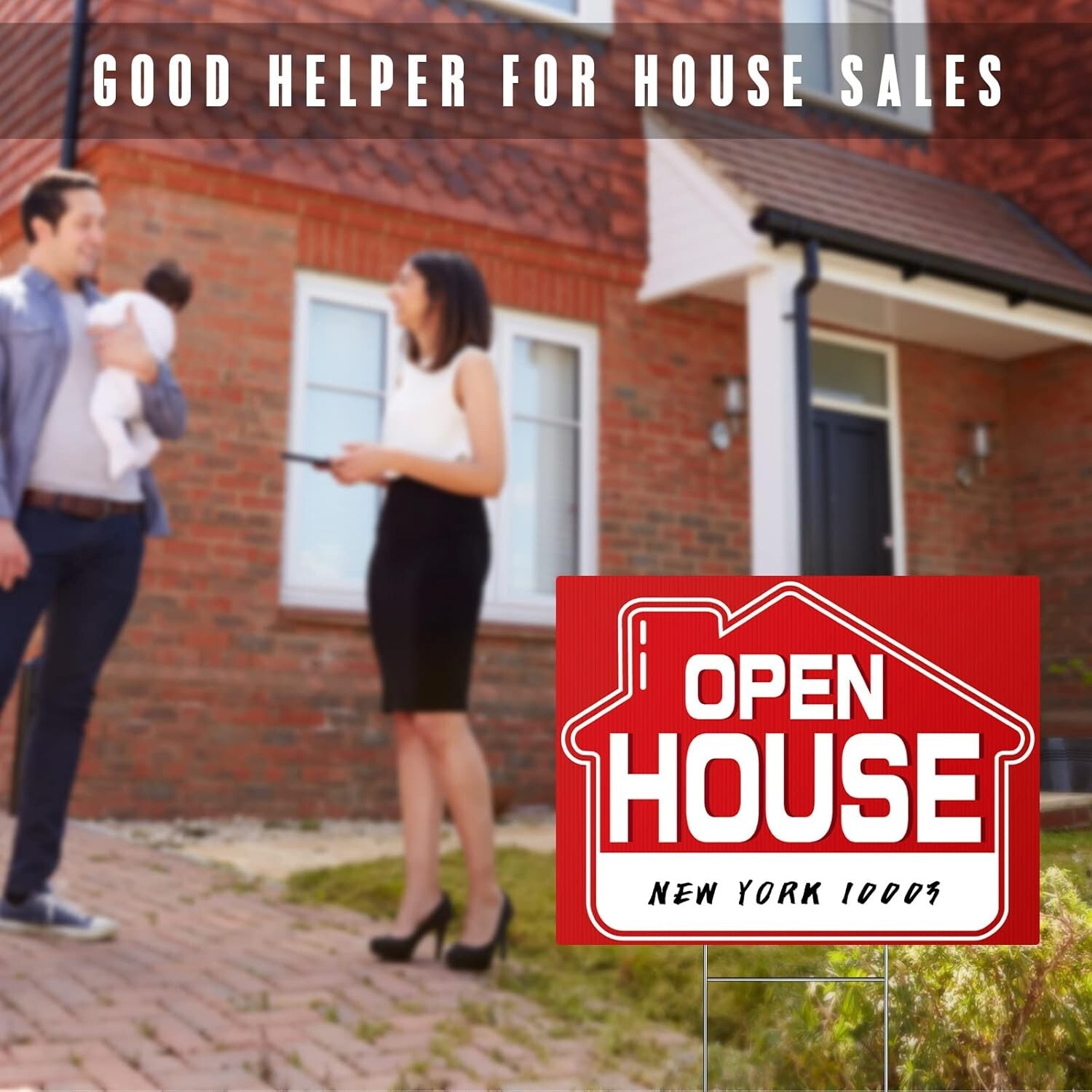 Open House Signs 5 Pack 16&Prime; x 12&Prime; Double-Sided Yard Signs with Metal H Stakes…